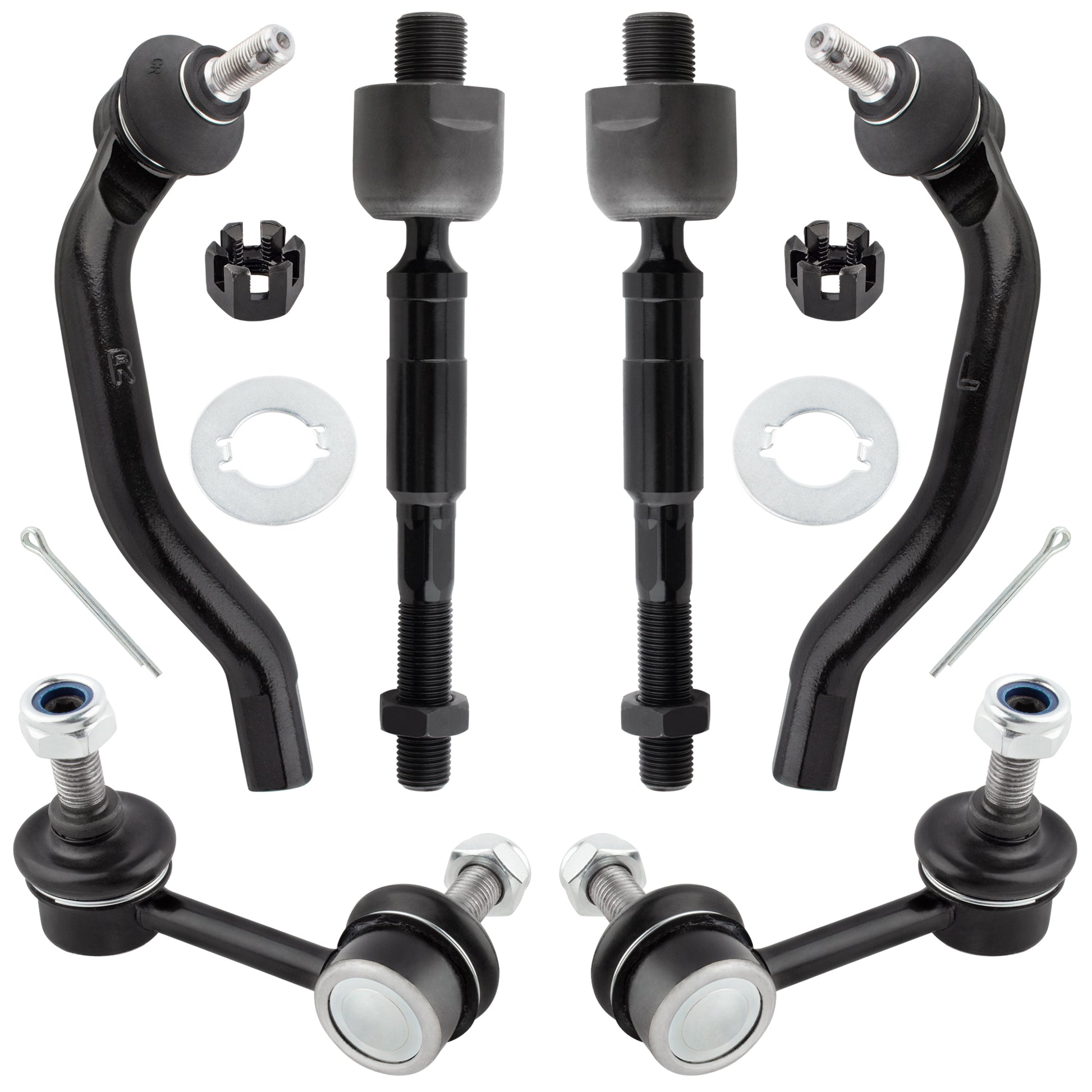 BOXI 6pcs Front Outer Inner Tie Rods and Sway Bar End Links Fit for Honda Civic 2006 2007 2008 2009