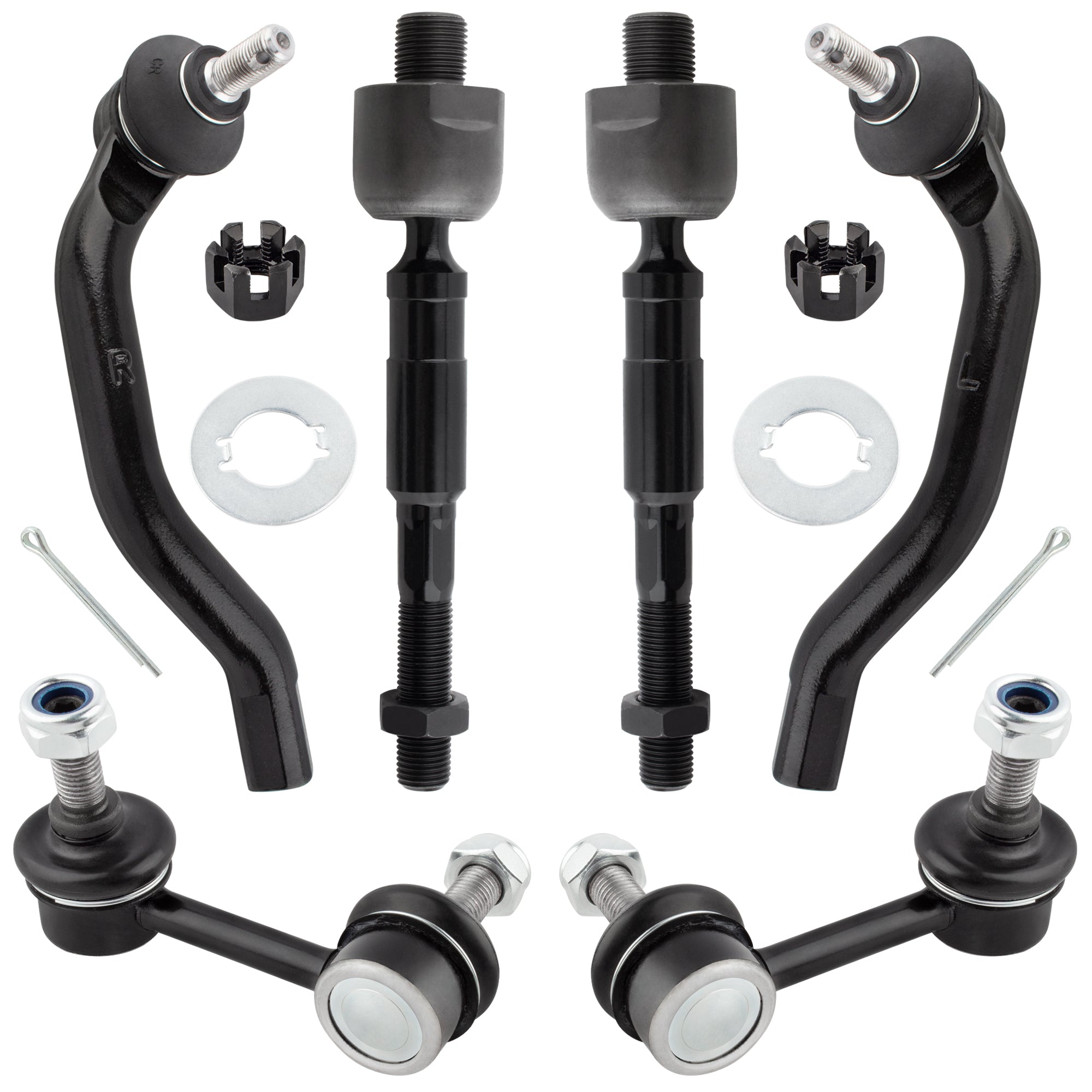 BOXI 6pcs Front Outer Inner Tie Rods and Sway Bar End Links Fit for Honda Civic 2006 2007 2008 2009