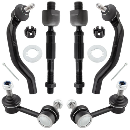 BOXI 6pcs Front Outer Inner Tie Rods and Sway Bar End Links Fit for Honda Civic 2006 2007 2008 2009