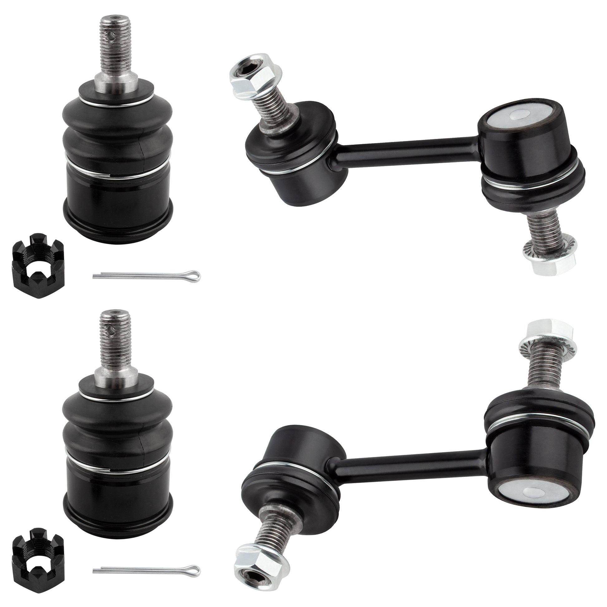 BOXI (Set of 4) Front Sway Bar End Link + Front Lower Ball Joints Fit for Honda Accord 2008-2012