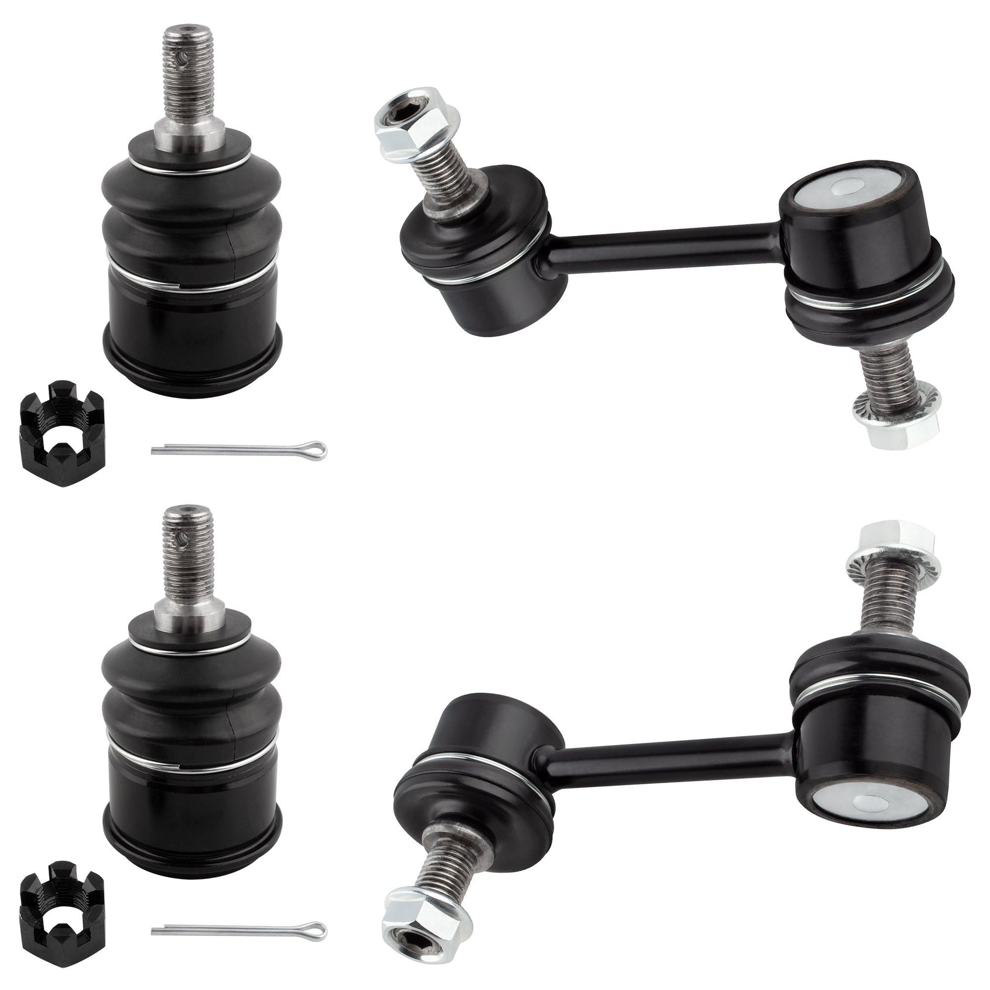 BOXI (Set of 4) Front Sway Bar End Link + Front Lower Ball Joints Fit for Honda Accord 2008-2012