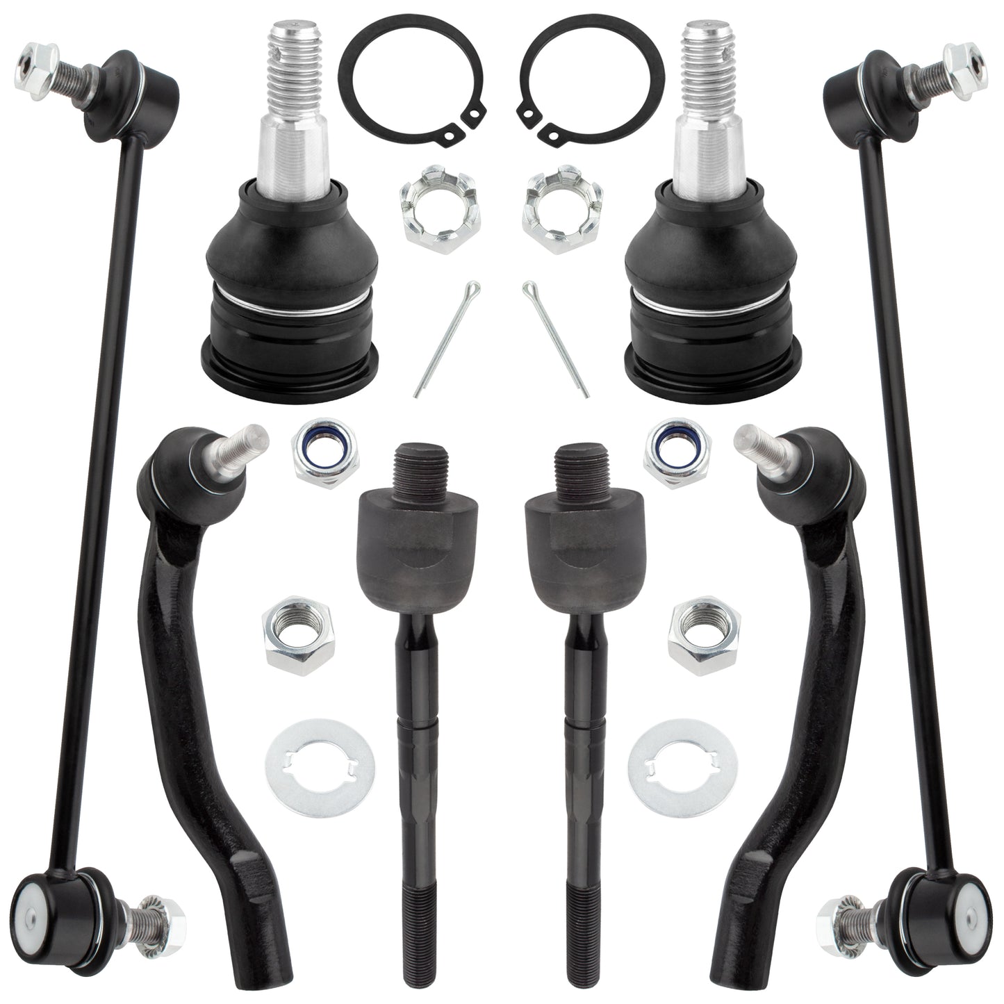 BOXI 8pcs Front Tie Rod Ends + Ball Joints + Sway Bar Links Fit for Acura MDX 2006