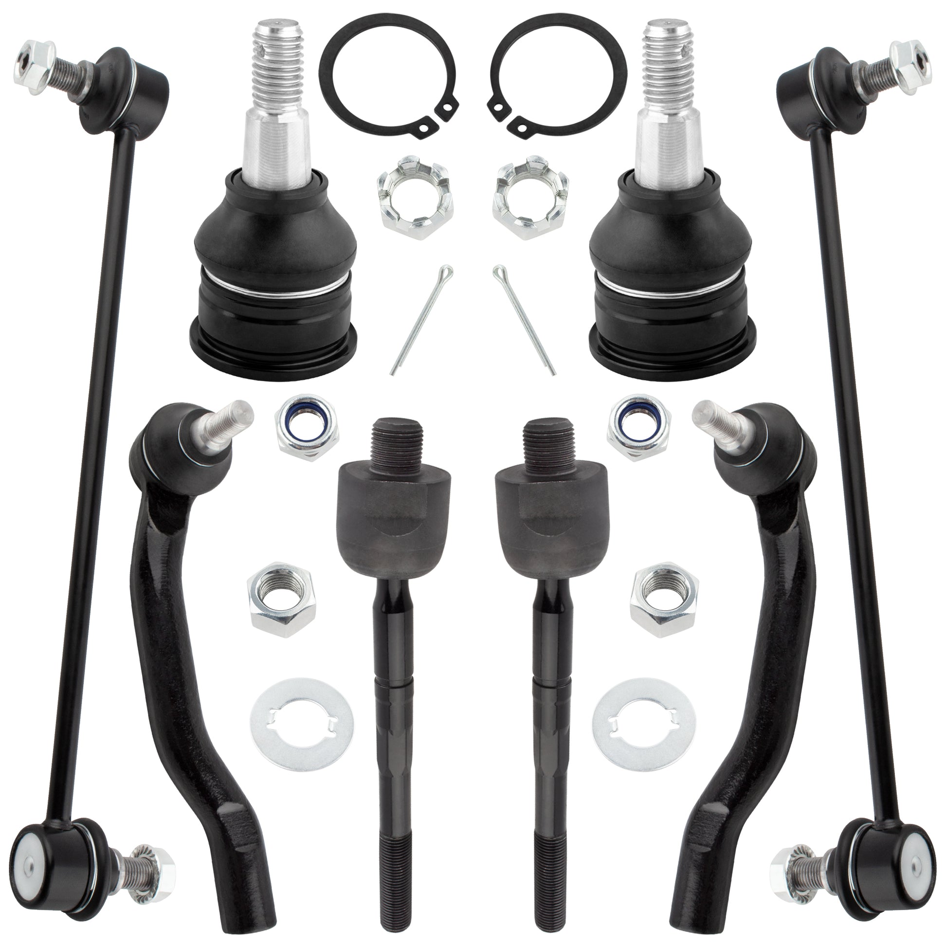 BOXI 8pcs Front Tie Rod Ends + Ball Joints + Sway Bar Links Fit for Acura MDX 2006
