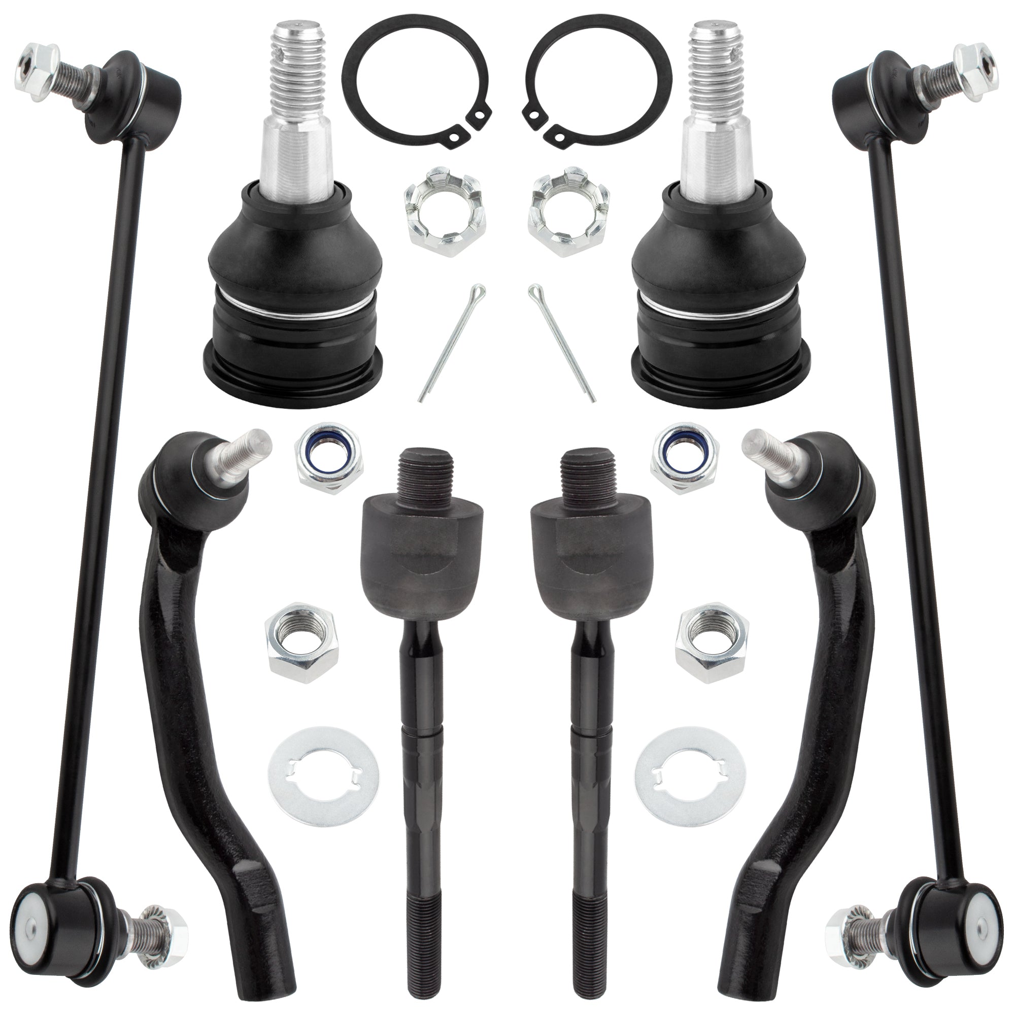BOXI 8pcs Front Tie Rod Ends + Ball Joints + Sway Bar Links Fit for Acura MDX 2006