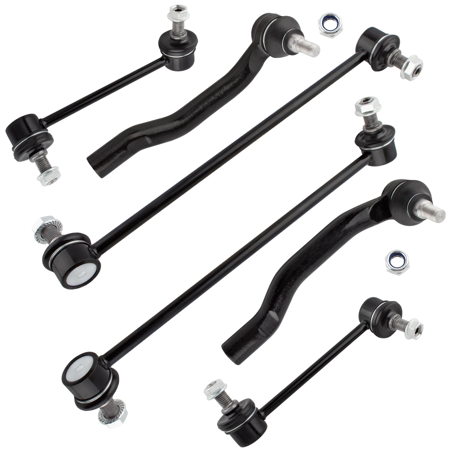 BOXI (Set of 6) Front & Rear Stabilizer Sway Bar End Links + Outer Tie Rods Fit for Acura MDX 2001