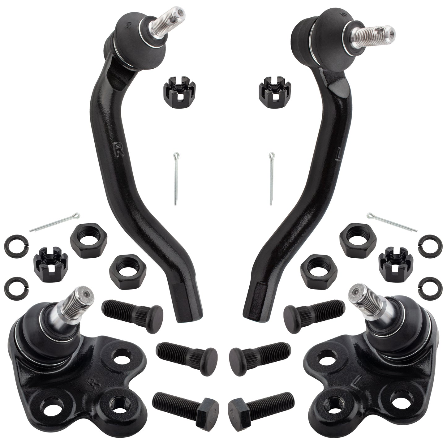 BOXI 4pcs Front Lower Ball Joints + Front Outer Tie Rod Ends Fit for Honda Civic 2006 2007 2008