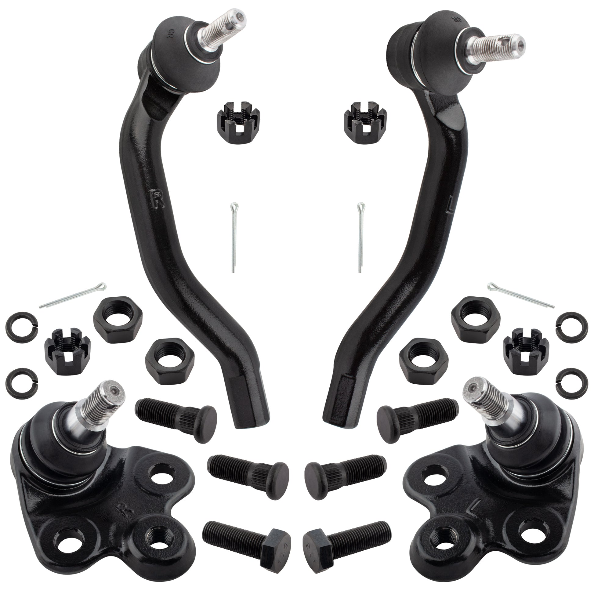 BOXI 4pcs Front Lower Ball Joints + Front Outer Tie Rod Ends Fit for Honda Civic 2006 2007 2008