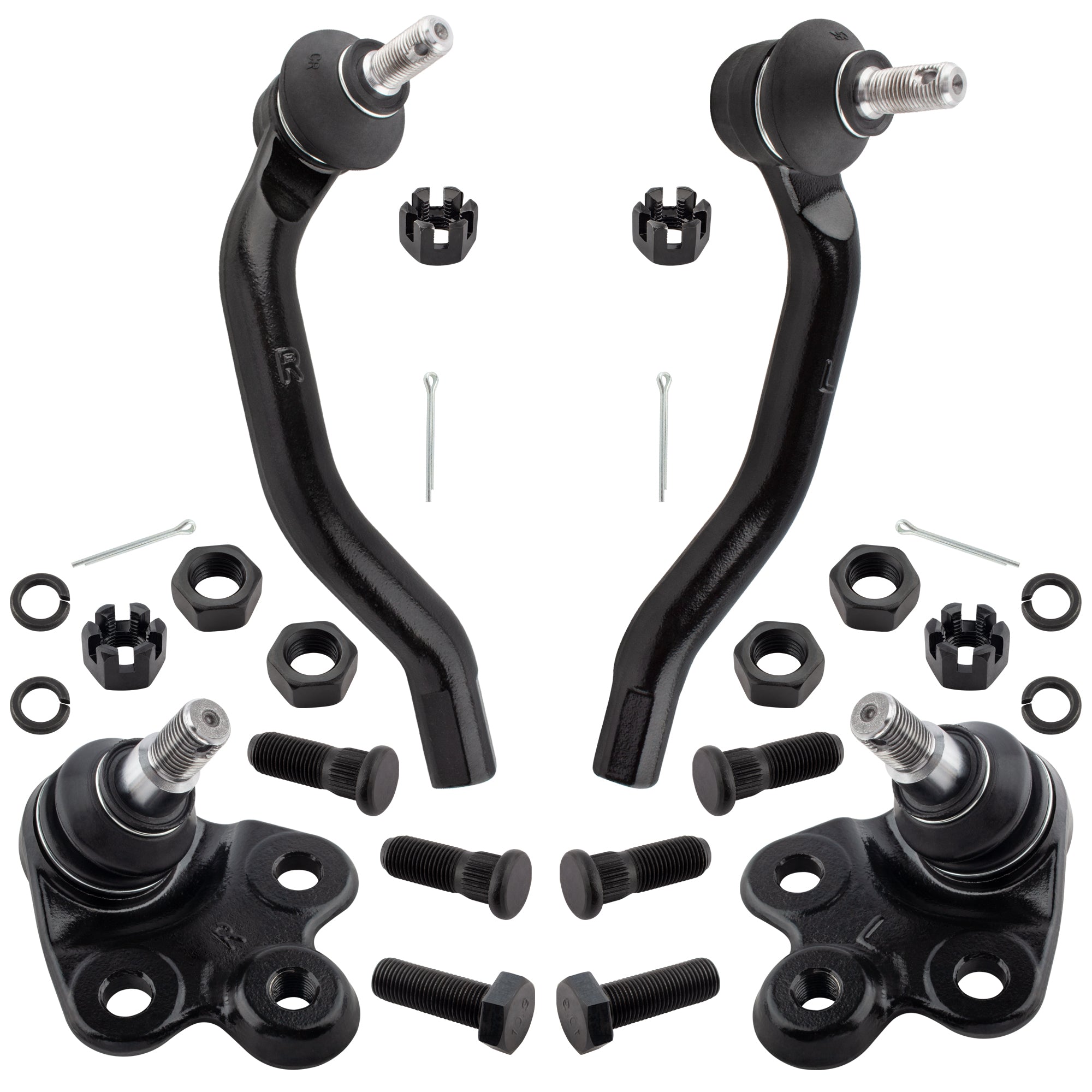 BOXI 4pcs Front Lower Ball Joints + Front Outer Tie Rod Ends Fit for Honda Civic 2006 2007 2008