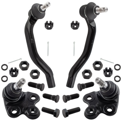 BOXI 4pcs Front Lower Ball Joints + Front Outer Tie Rod Ends Fit for Honda Civic 2006 2007 2008