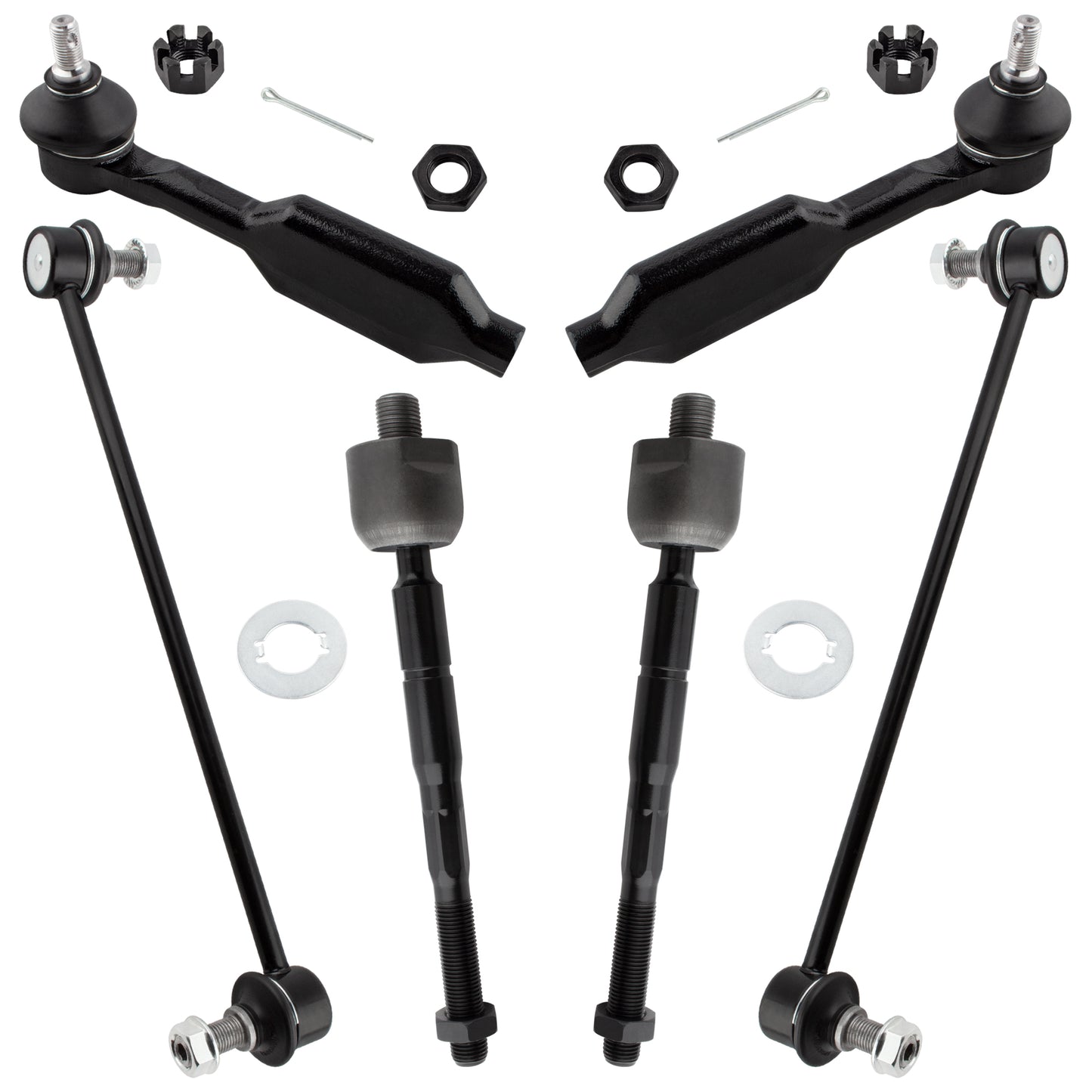 BOXI 6pcs Front Inner Outer Tie Rod + Sway Bar Fit for Honda Odyssey 2005-2006