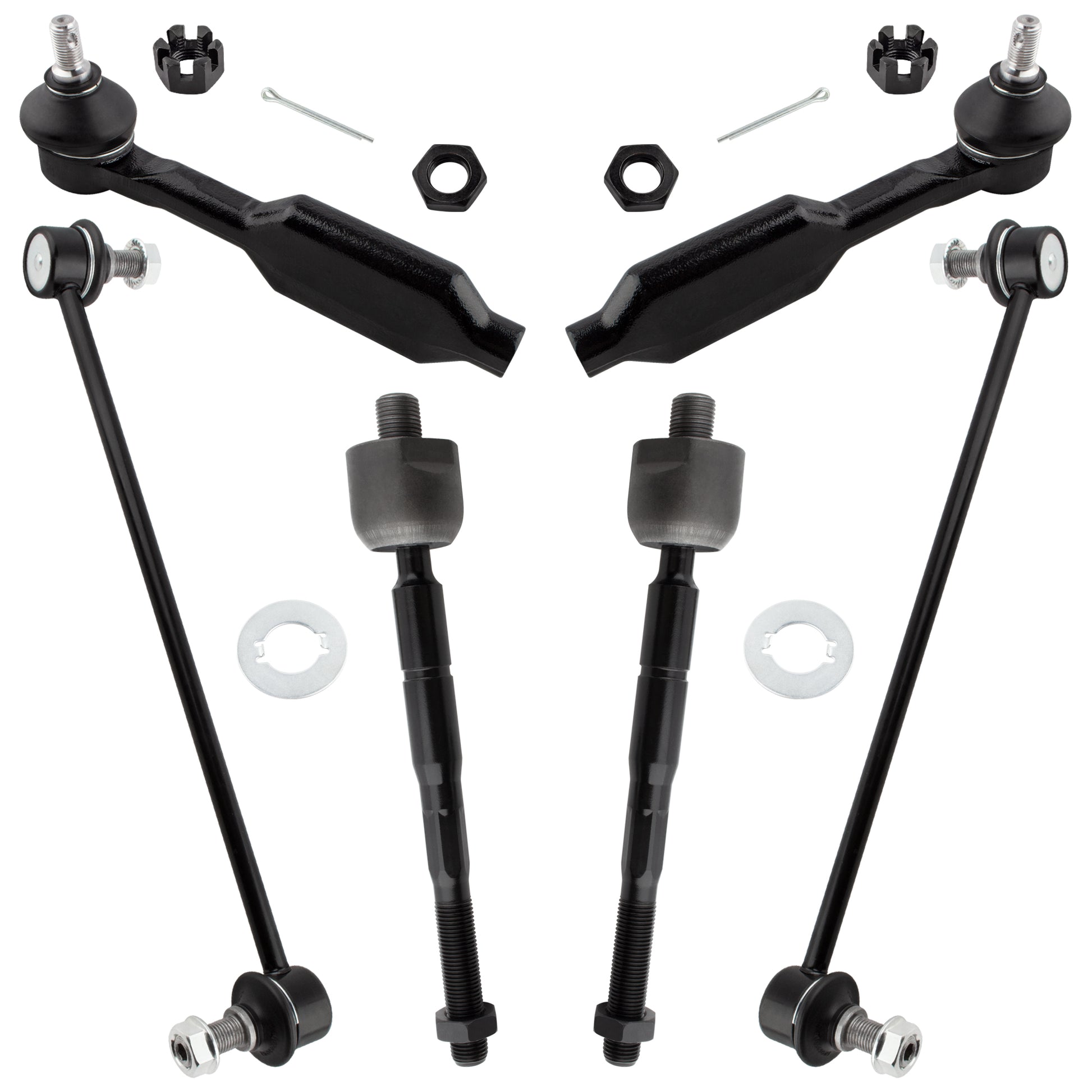 BOXI 6pcs Front Inner Outer Tie Rod + Sway Bar Fit for Honda Odyssey 2005-2006