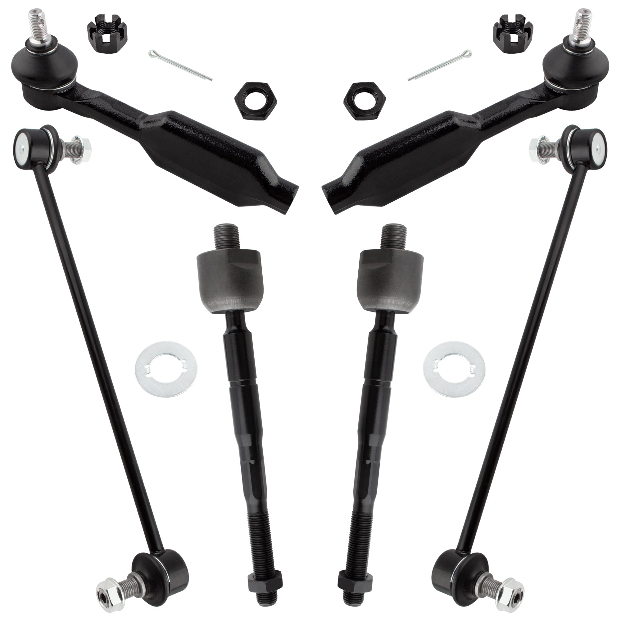 BOXI 6pcs Front Inner Outer Tie Rod + Sway Bar Fit for Honda Odyssey 2005-2006