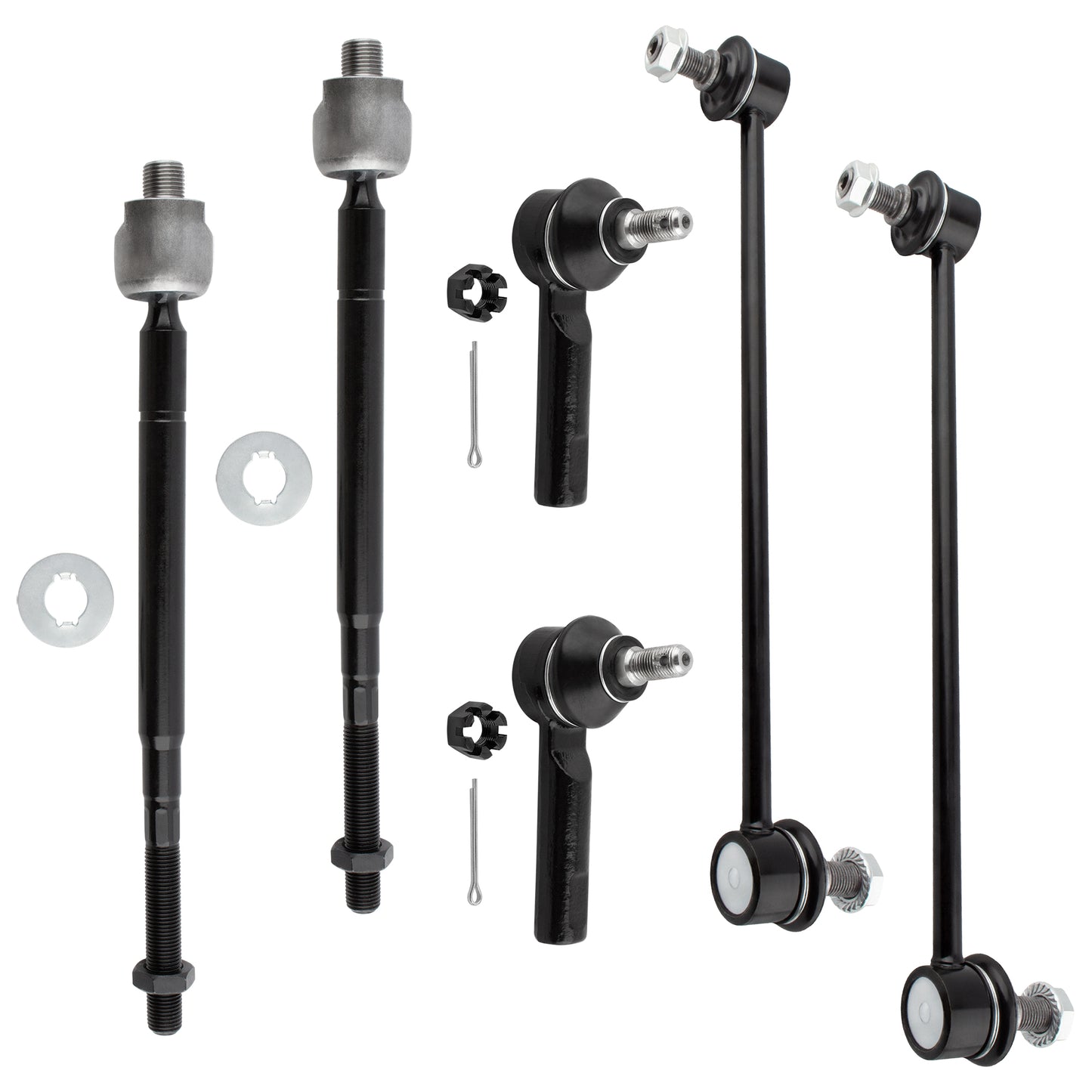 BOXI (Set of 6) 2x Front Stabilizer Sway Bar End Links + 2x Front Inner Tie Rod Ends + 2x Front