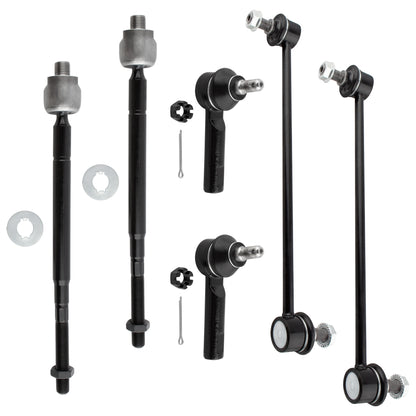 BOXI (Set of 6) 2x Front Stabilizer Sway Bar End Links + 2x Front Inner Tie Rod Ends + 2x Front