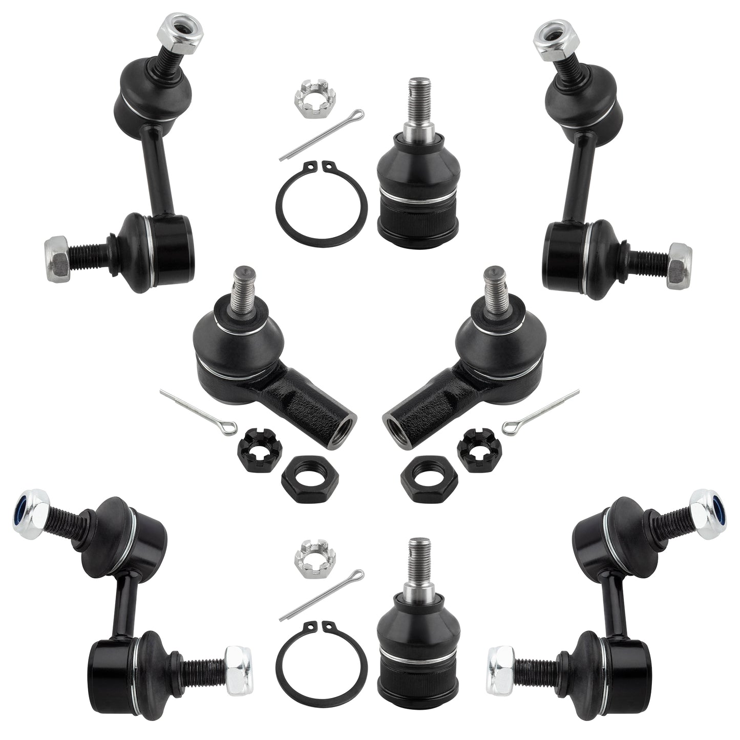 BOXI (Set of 8) Front & Rear Sway Bar + Outer Tie Rods + Lower Ball Joints Fit for Acura EL