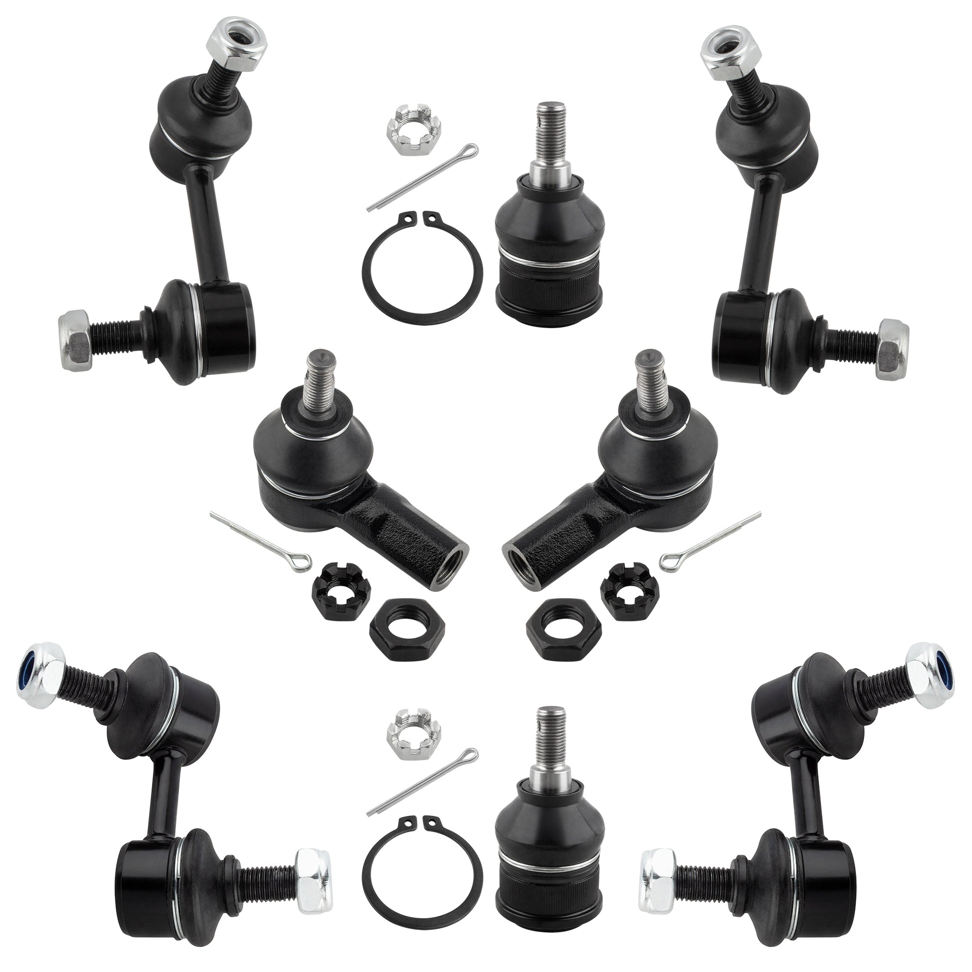 BOXI (Set of 8) Front & Rear Sway Bar + Outer Tie Rods + Lower Ball Joints Fit for Acura EL