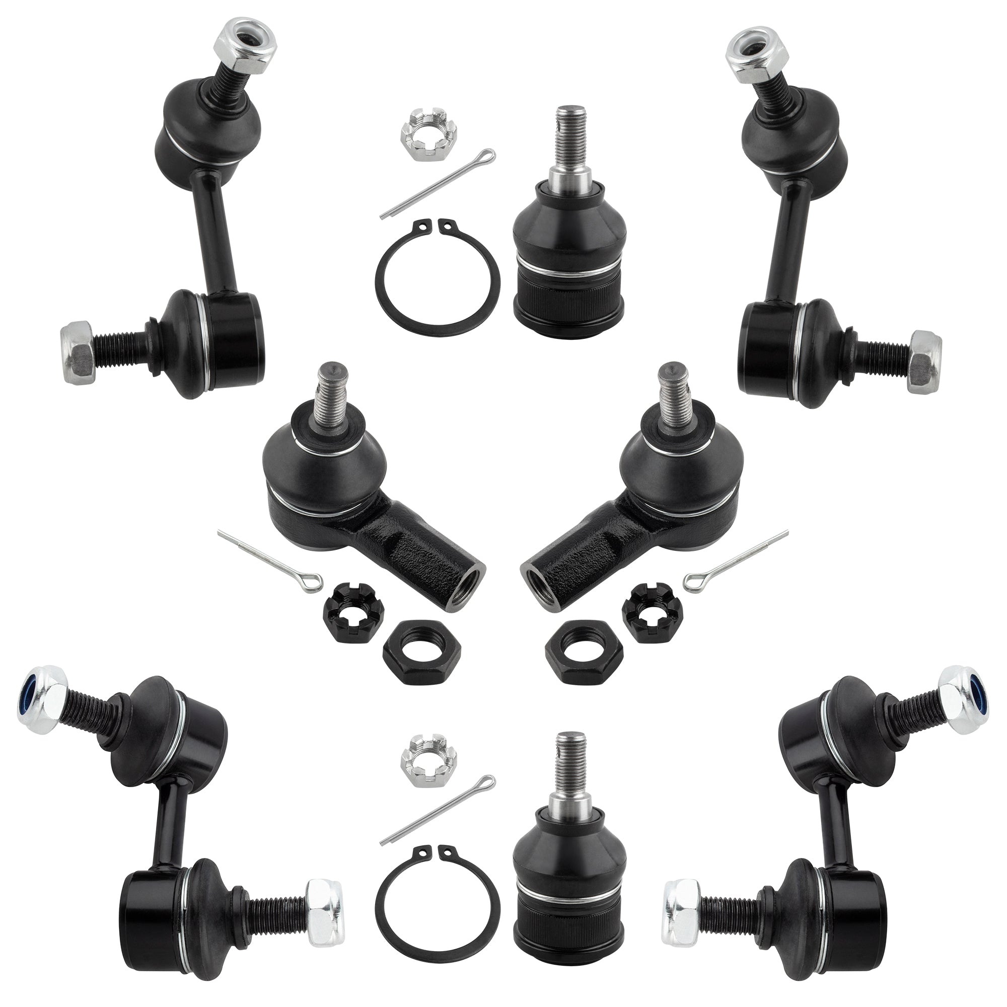BOXI (Set of 8) Front & Rear Sway Bar + Outer Tie Rods + Lower Ball Joints Fit for Acura EL