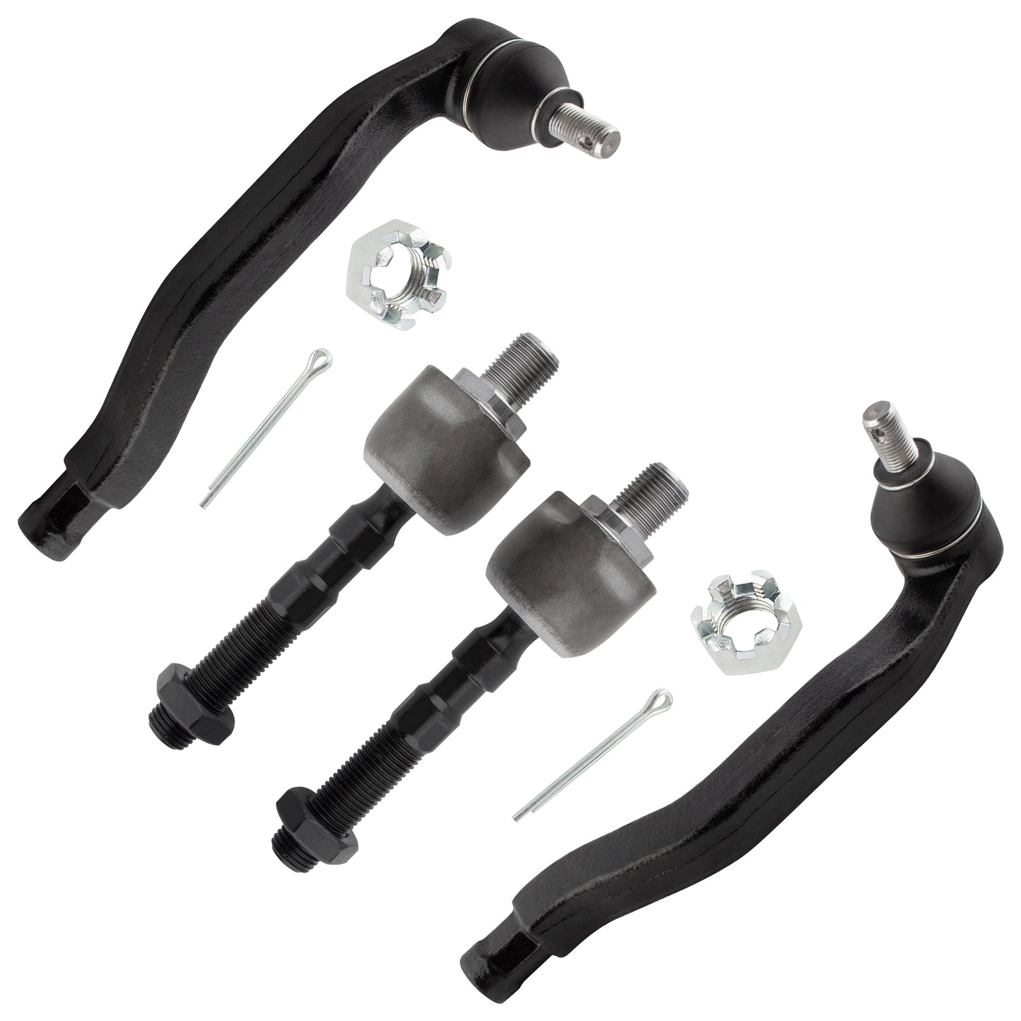 BOXI (Set of 4) 2x Front Inner Tie Rod Ends + 2x Front Outer Tie Rod Ends Suspension Kit Fit