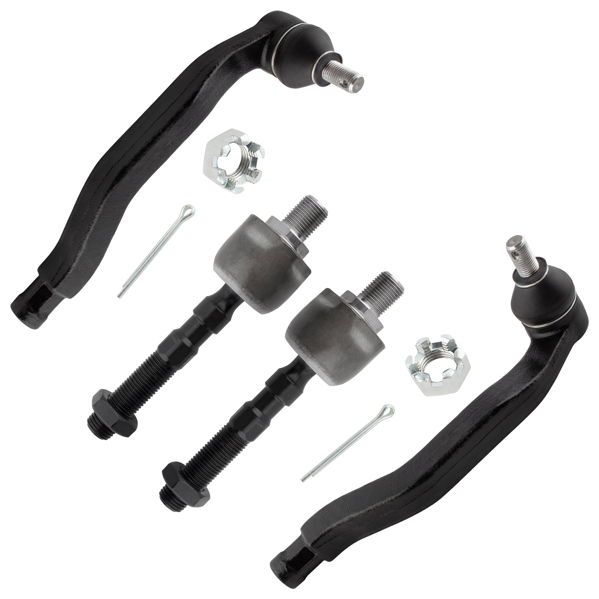 BOXI (Set of 4) 2x Front Inner Tie Rod Ends + 2x Front Outer Tie Rod Ends Suspension Kit Fit
