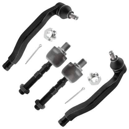 BOXI (Set of 4) 2x Front Inner Tie Rod Ends + 2x Front Outer Tie Rod Ends Suspension Kit Fit