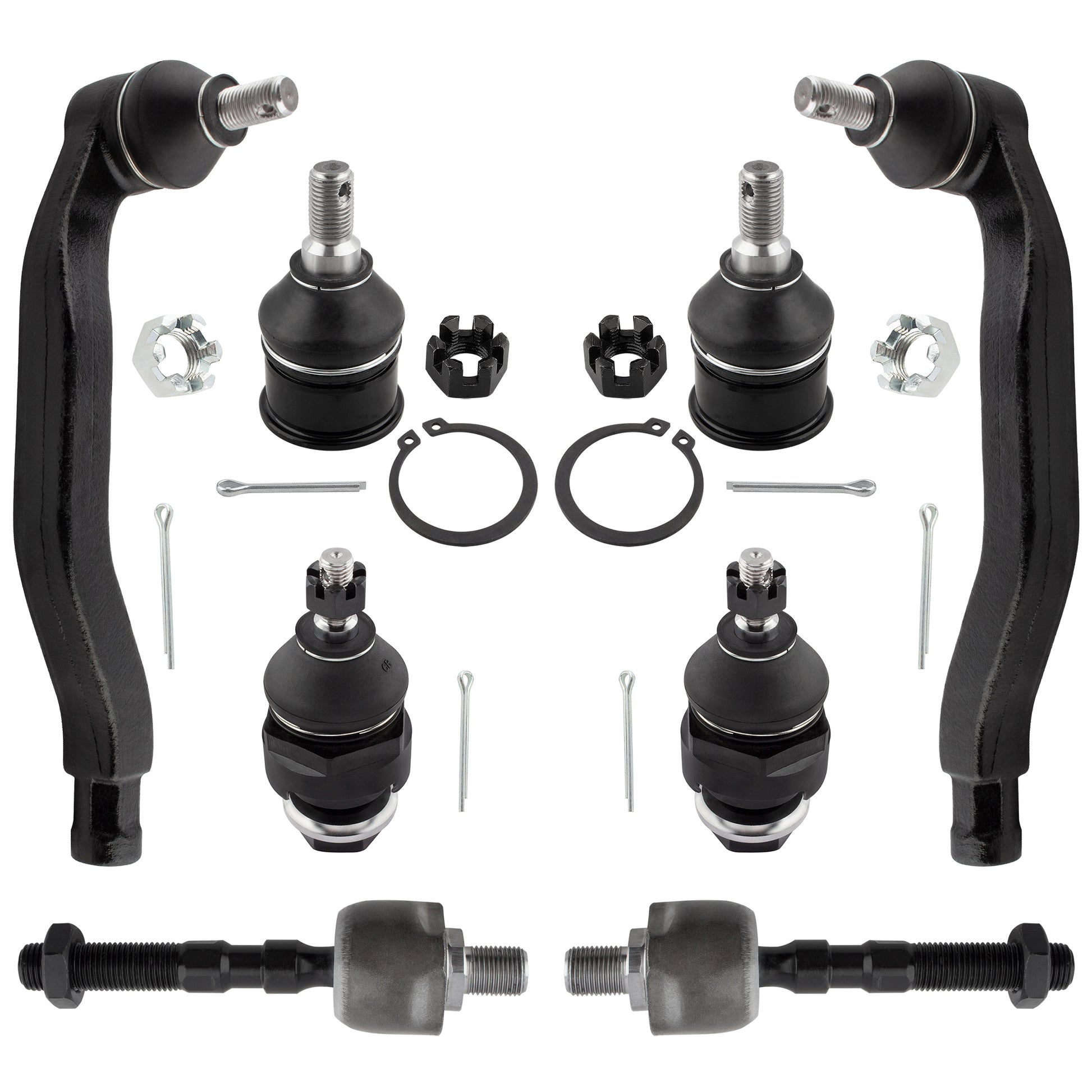 BOXI (Set of 8) Front Inner & Outer Tie Rod Ends + Upper & Lower Ball Joints Suspension Kit Fit