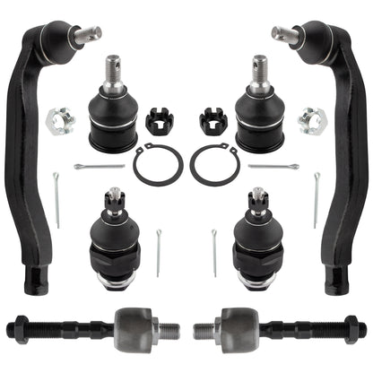 BOXI (Set of 8) Front Inner & Outer Tie Rod Ends + Upper & Lower Ball Joints Suspension Kit Fit