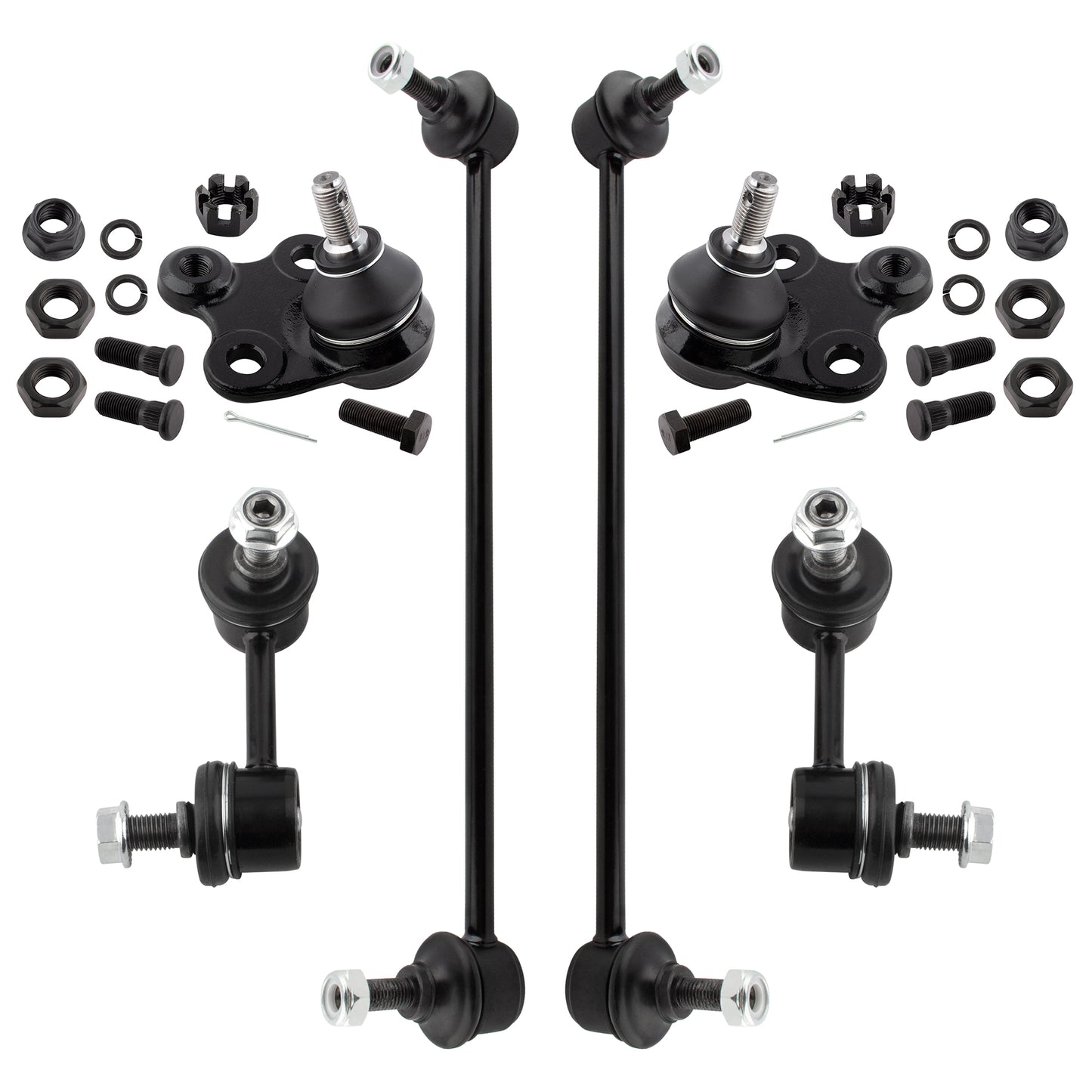 BOXI (Set of 6) Front Rear Sway Bar End Links + Lower Ball Joint Suspension Kit Fit for Honda Civic