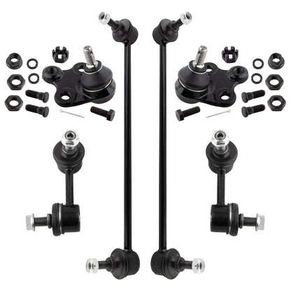 BOXI (Set of 6) Front Rear Sway Bar End Links + Lower Ball Joint Suspension Kit Fit for Honda Civic