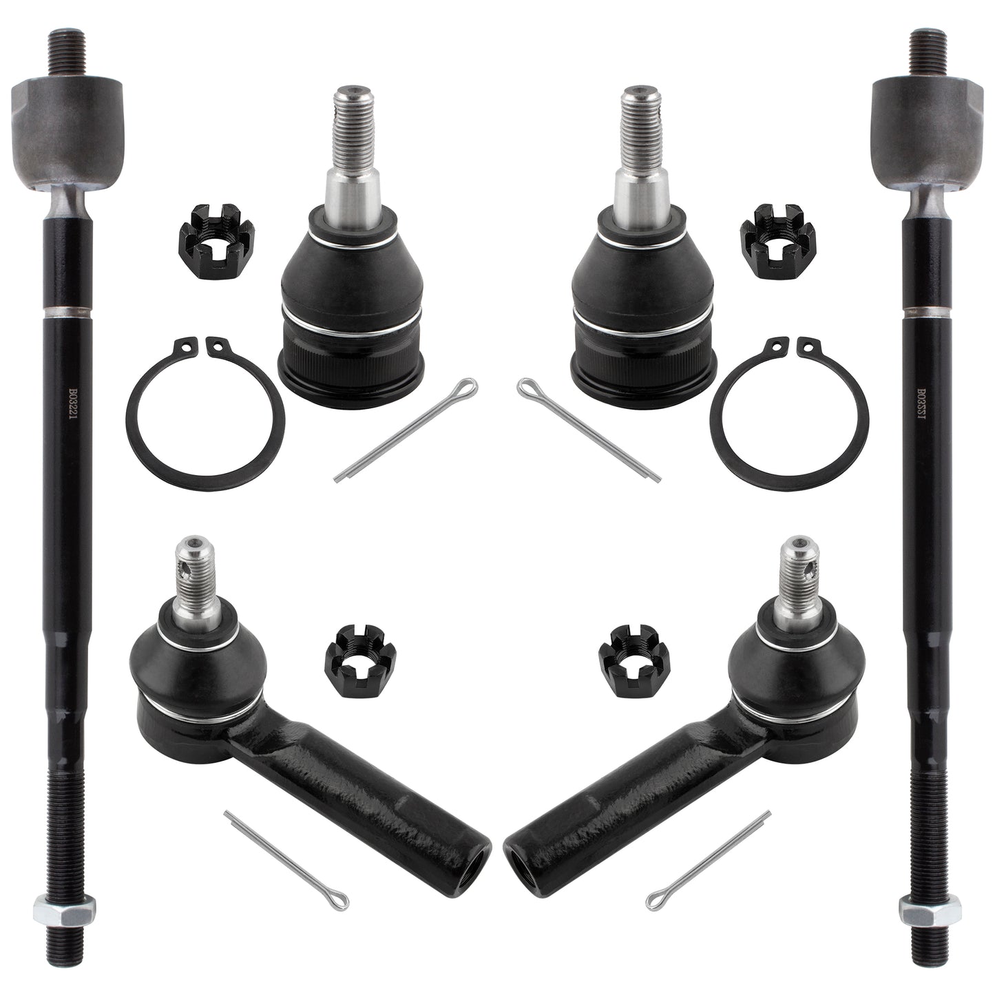 BOXI 6pc Front Lower Ball Joint Inner Outer Tie Rod End Kit Fits for Honda Odyssey 1999-2001