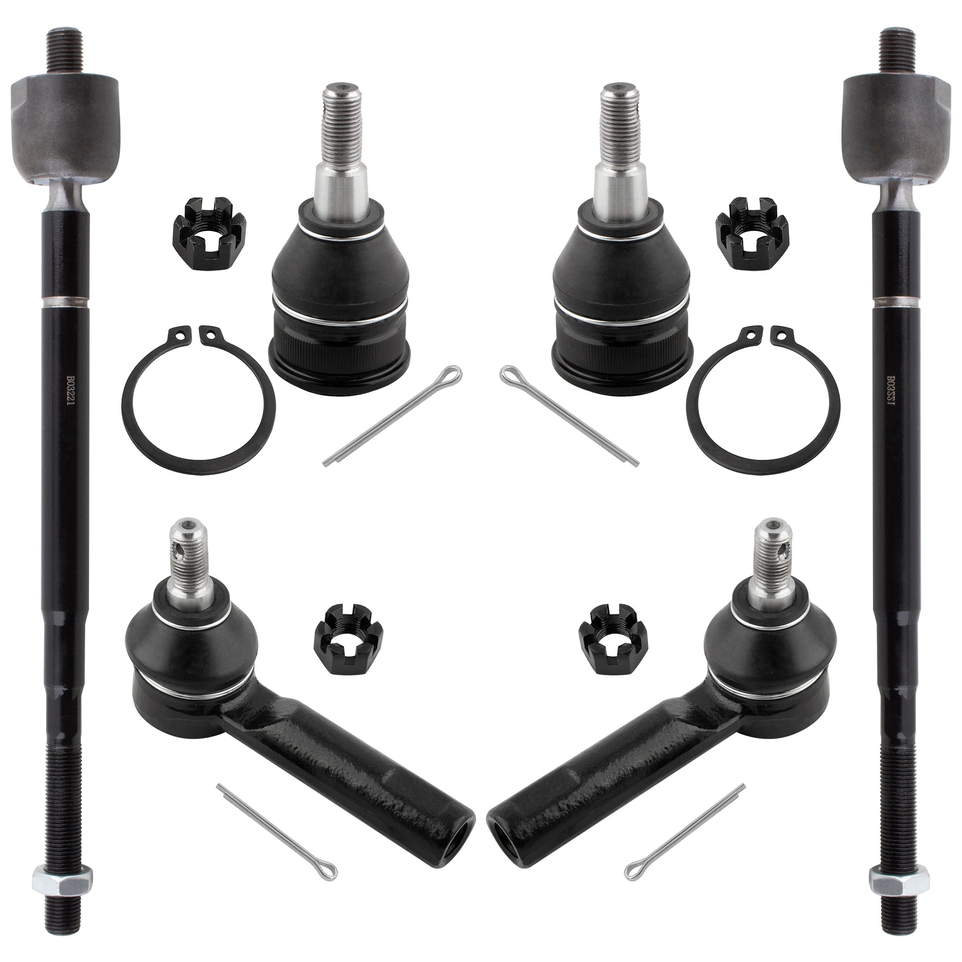 BOXI 6pc Front Lower Ball Joint Inner Outer Tie Rod End Kit Fits for Honda Odyssey 1999-2001