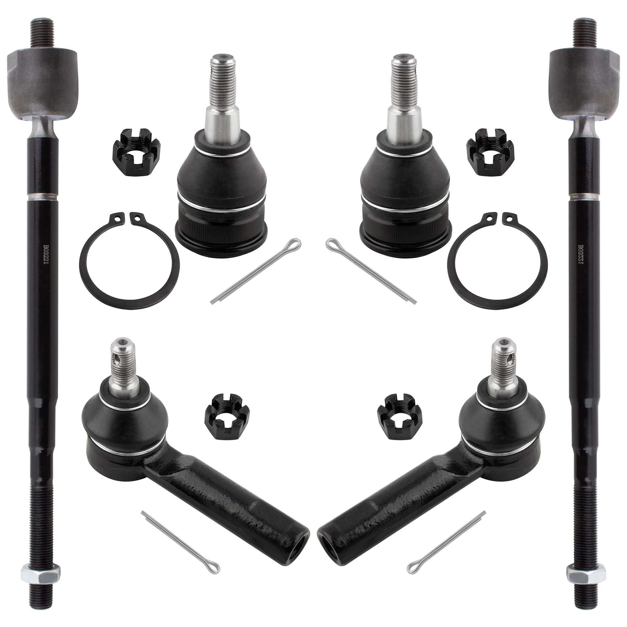 BOXI 6pc Front Lower Ball Joint Inner Outer Tie Rod End Kit Fits for Honda Odyssey 1999-2001
