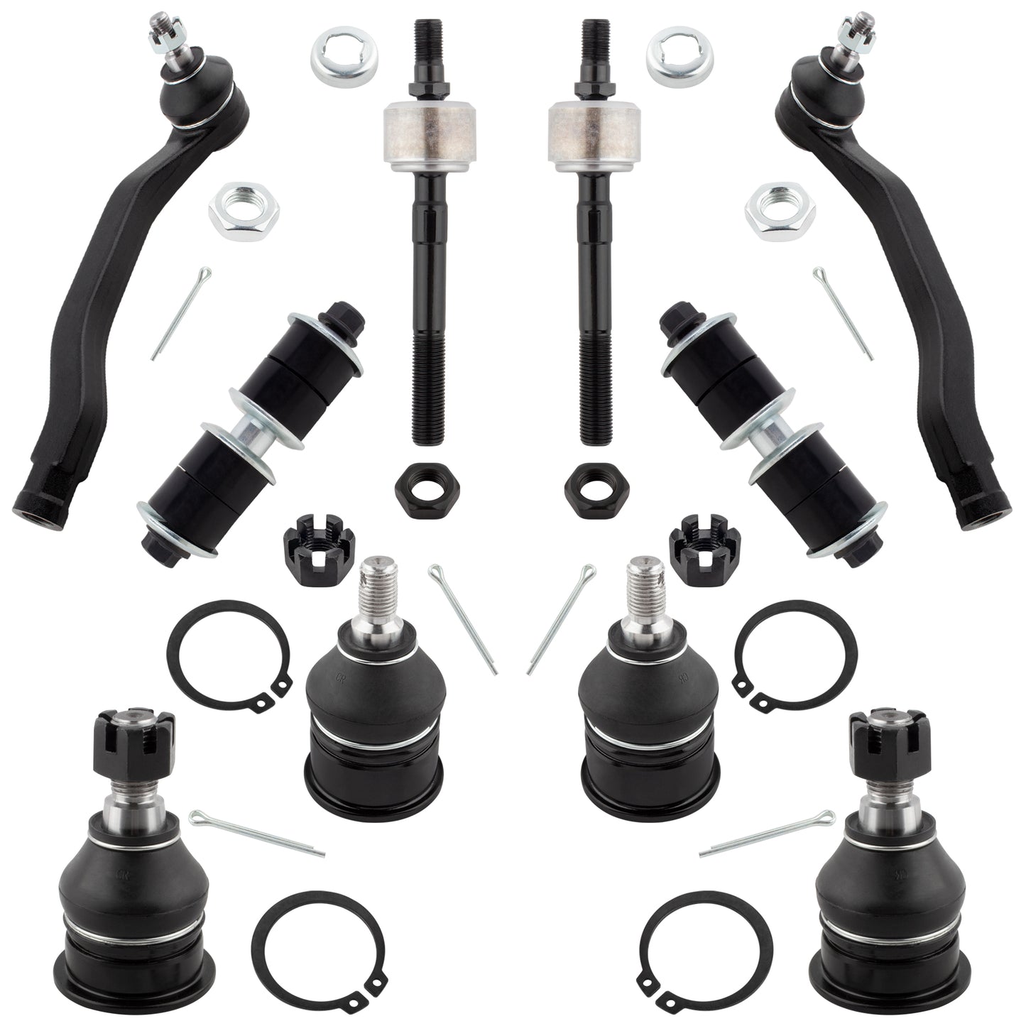 BOXI 10pc Front Upper & Lower Ball Joints Inner & Outer Tie Rod Ends w