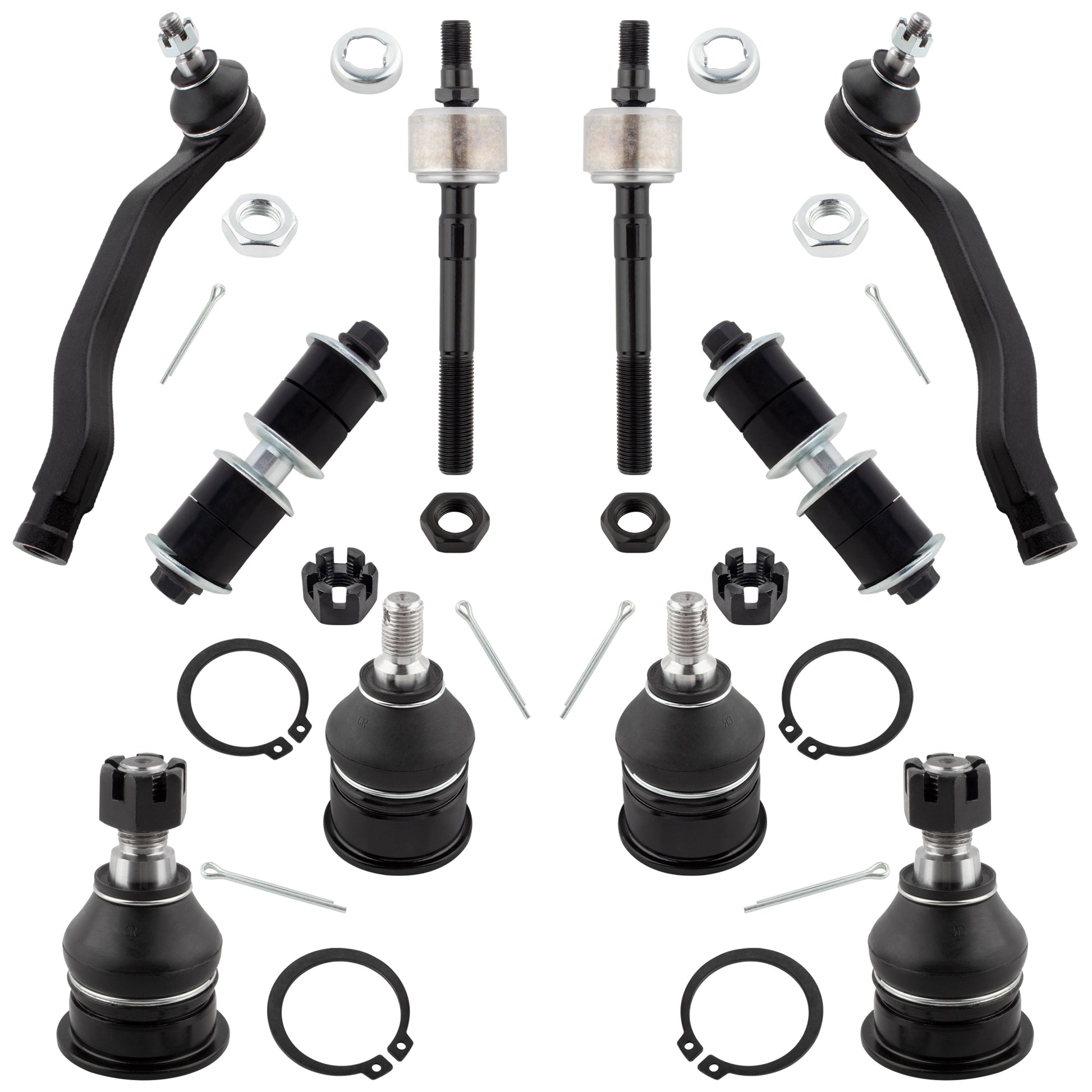BOXI 10pc Front Upper & Lower Ball Joints Inner & Outer Tie Rod Ends w