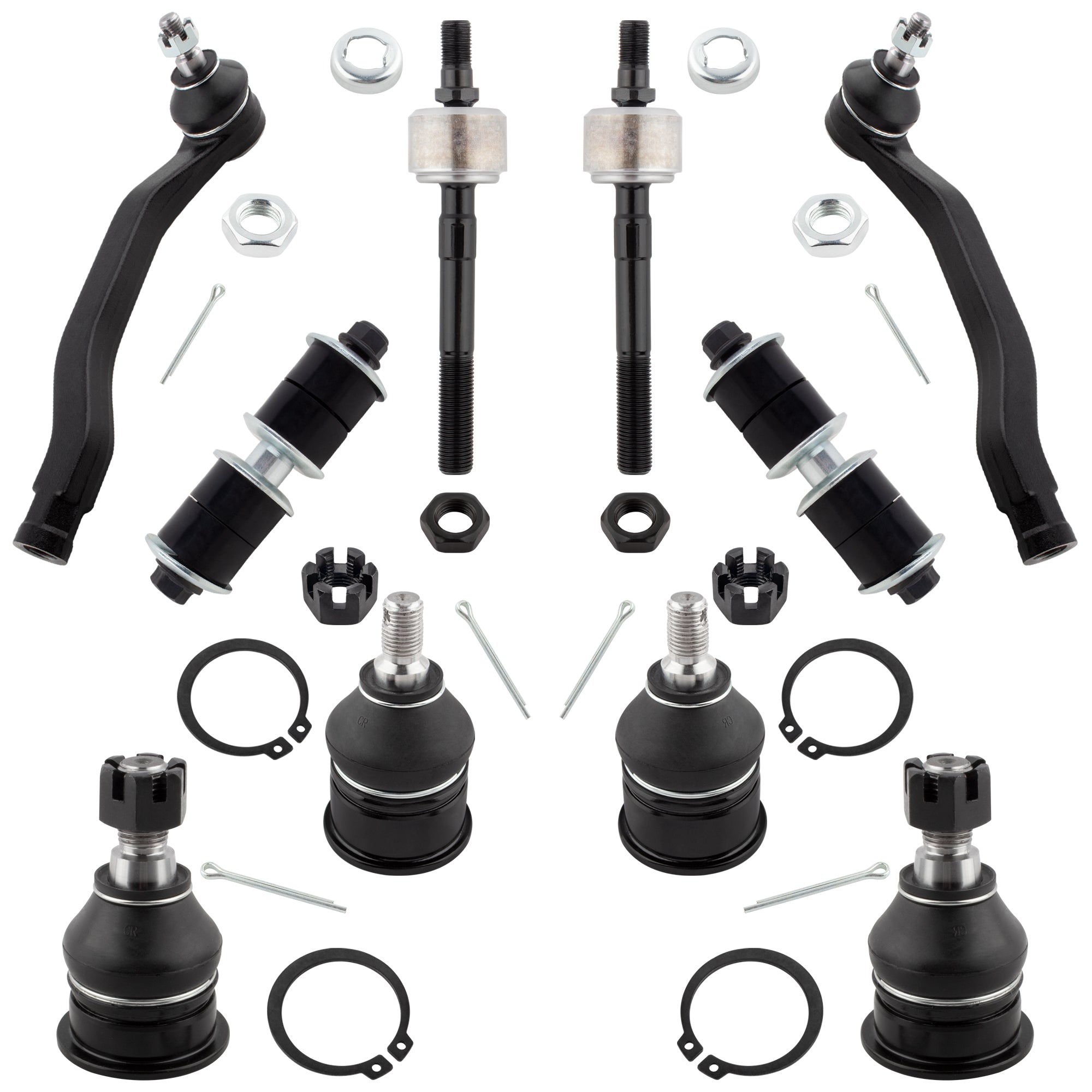 BOXI 10pc Front Upper & Lower Ball Joints Inner & Outer Tie Rod Ends w