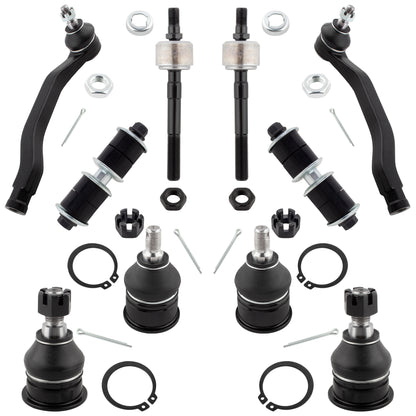 BOXI 10pc Front Upper & Lower Ball Joints Inner & Outer Tie Rod Ends w