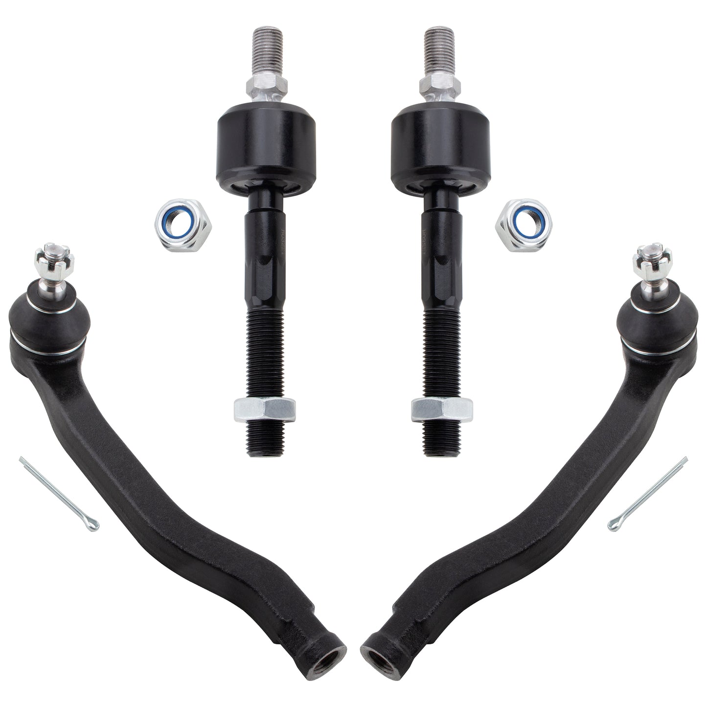 BOXI 4pc Complete Front Inner + Outer Tie Rods Kit Fits for Honda Accord 1990 1991 1992 1993