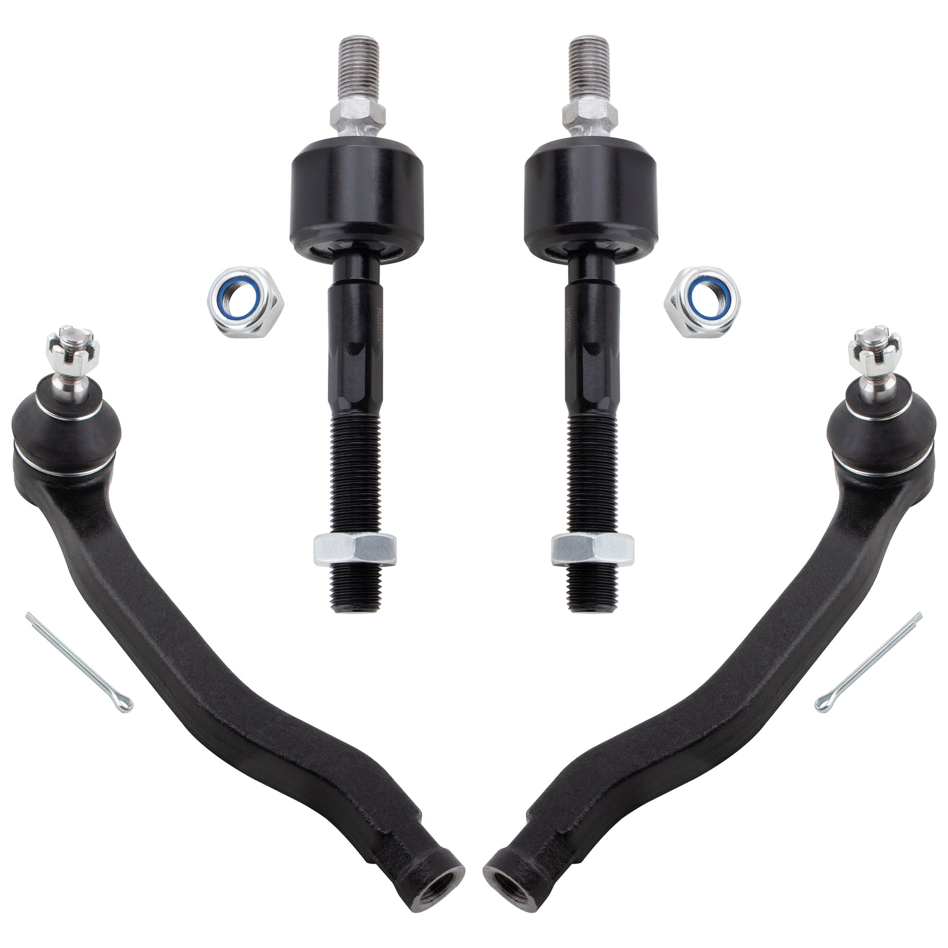 BOXI 4pc Complete Front Inner + Outer Tie Rods Kit Fits for Honda Accord 1990 1991 1992 1993