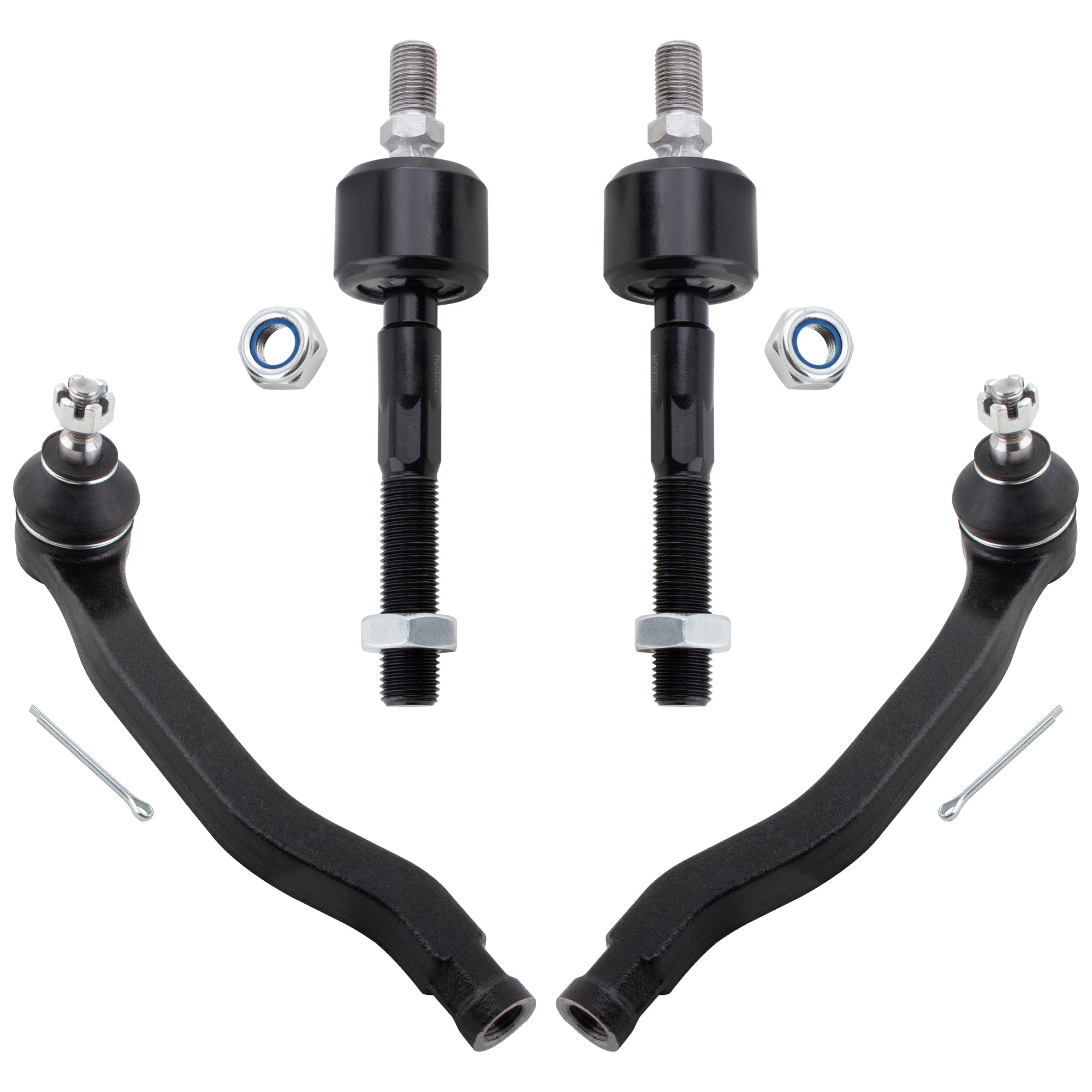 BOXI 4pc Complete Front Inner + Outer Tie Rods Kit Fits for Honda Accord 1990 1991 1992 1993