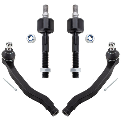 BOXI 4pc Complete Front Inner + Outer Tie Rods Kit Fits for Honda Accord 1990 1991 1992 1993