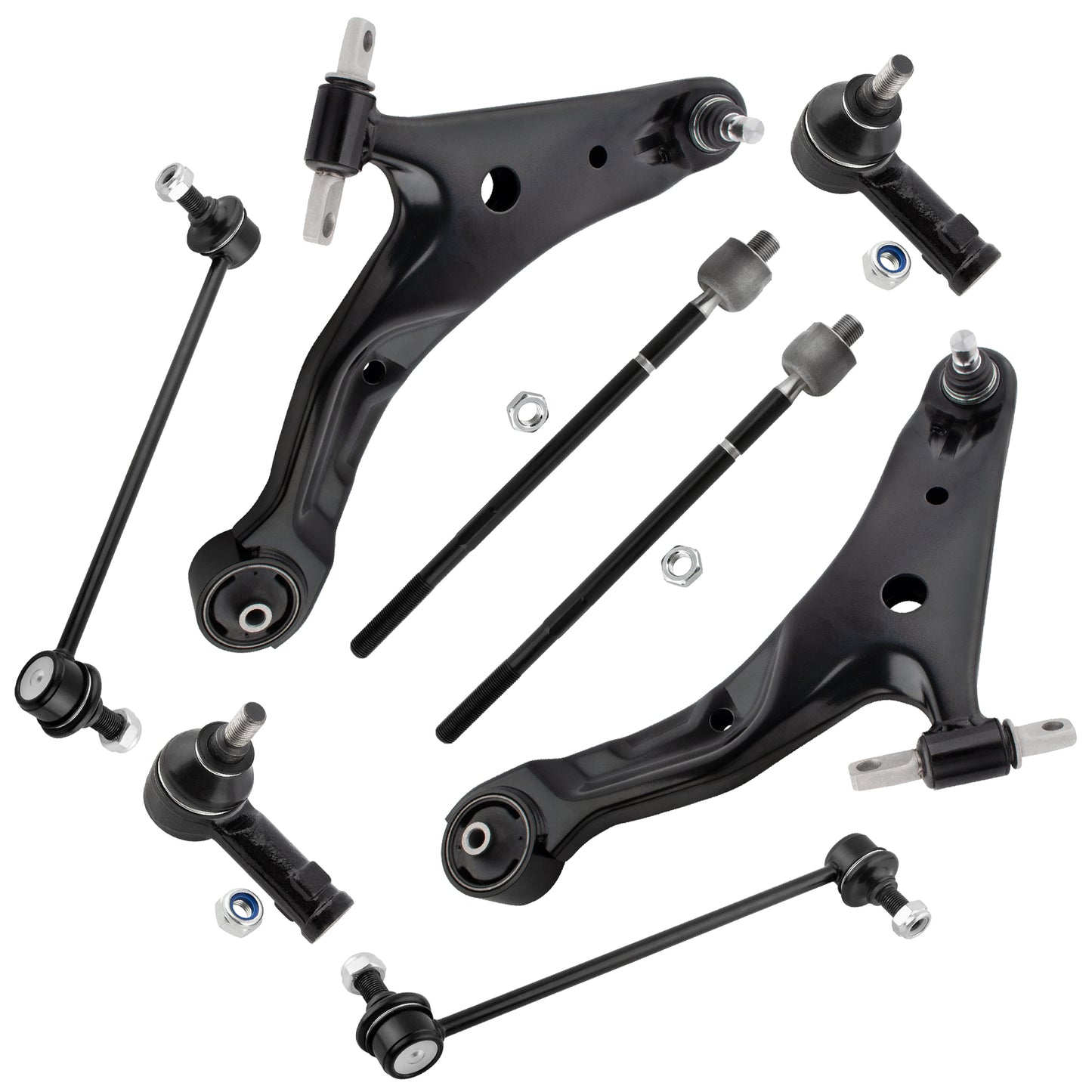BOXI 8pcs Front Ball Joints + Tie Rods + Sway Bar End Links Fit for Hyundai Santa Fe 2001 2002 2003