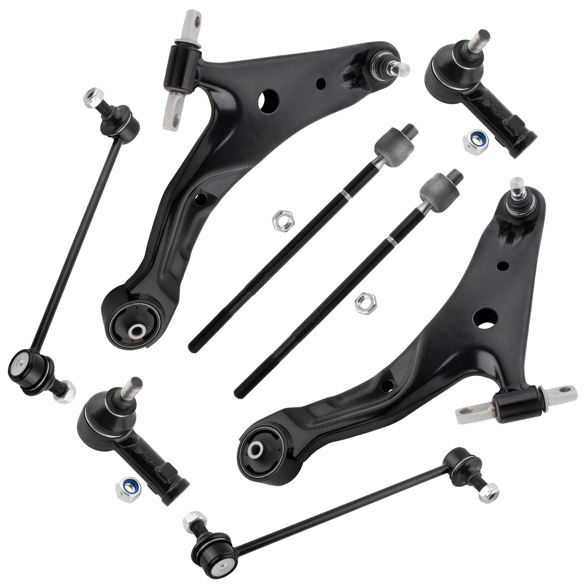 BOXI 8pcs Front Ball Joints + Tie Rods + Sway Bar End Links Fit for Hyundai Santa Fe 2001 2002 2003