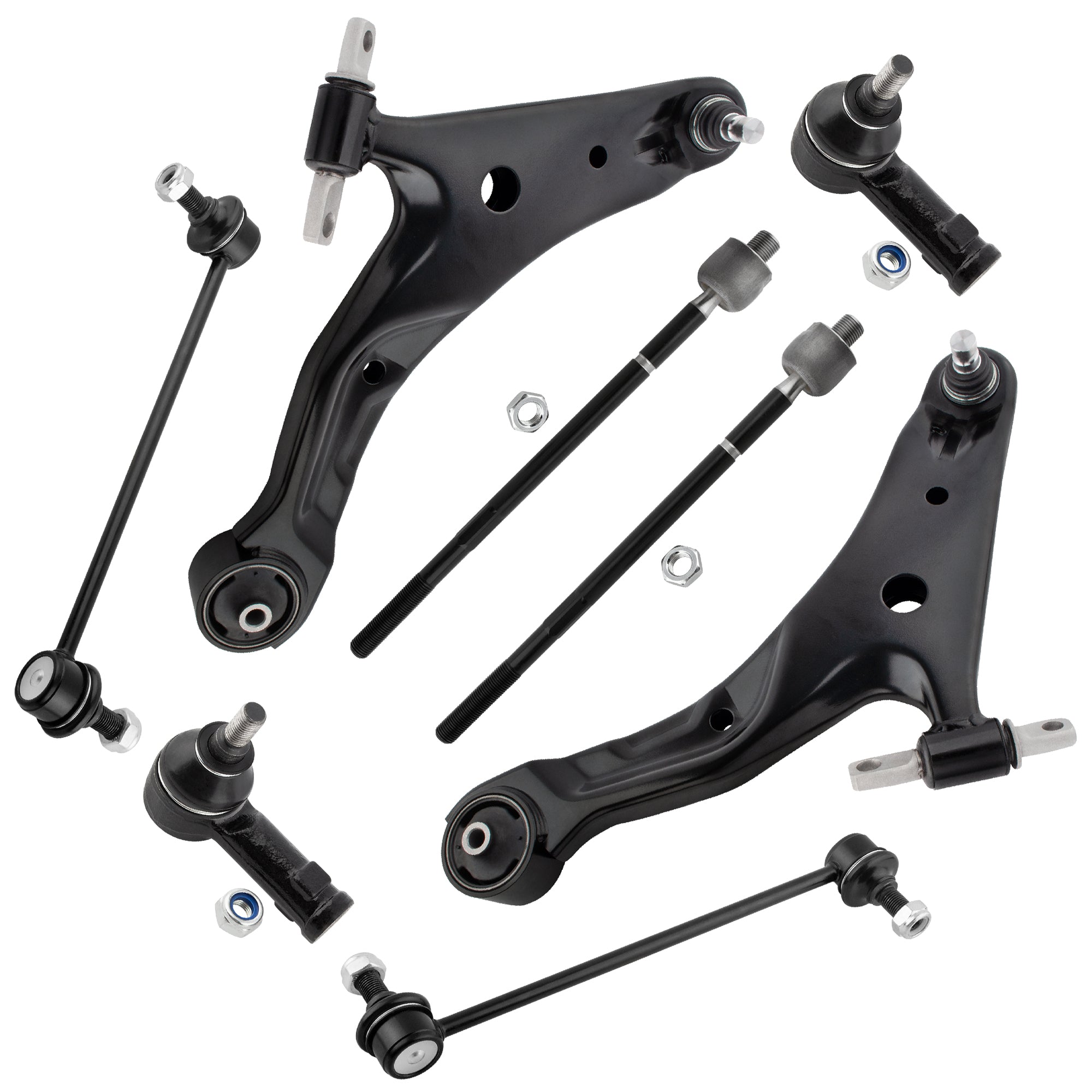 BOXI 8pcs Front Ball Joints + Tie Rods + Sway Bar End Links Fit for Hyundai Santa Fe 2001 2002 2003
