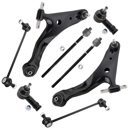 BOXI 8pcs Front Ball Joints + Tie Rods + Sway Bar End Links Fit for Hyundai Santa Fe 2001 2002 2003