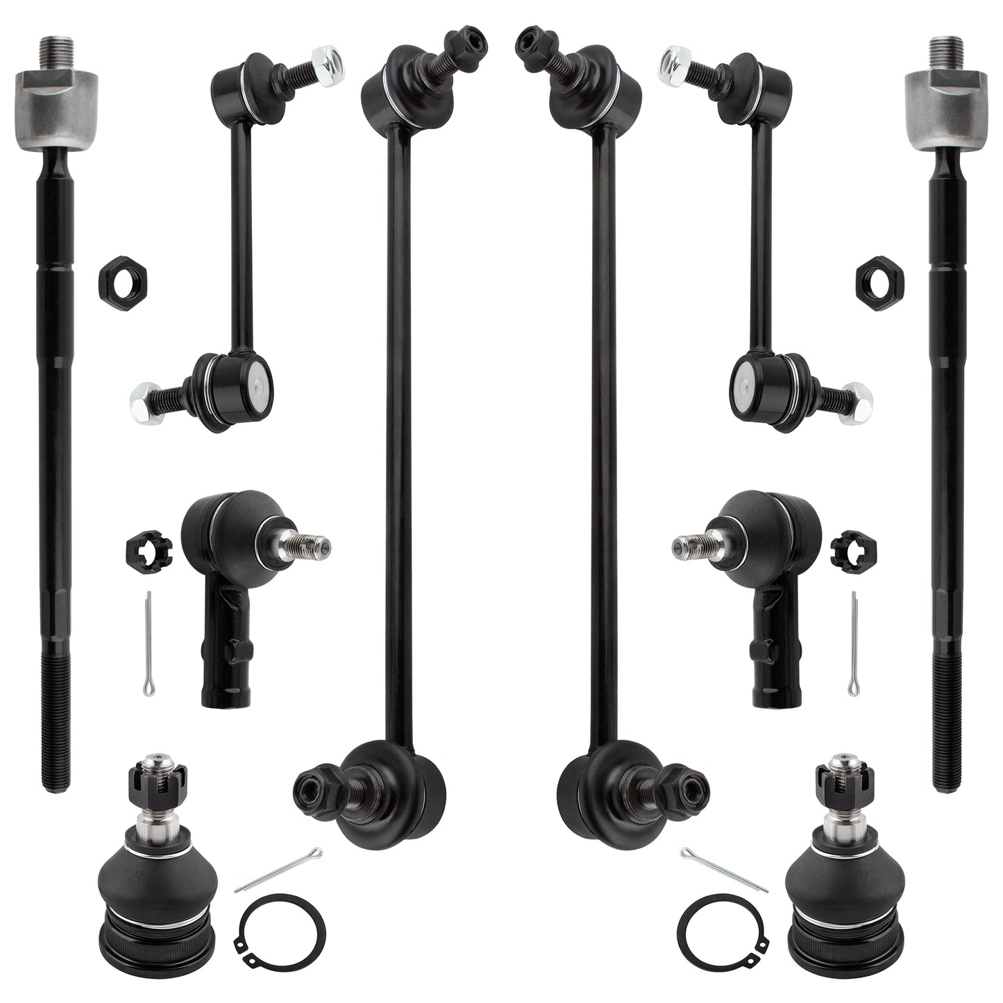 BOXI (Set of 10) Front Rear Sway Bar End Link + Inner Outer Tie Rod Ends + Lower Ball Joints