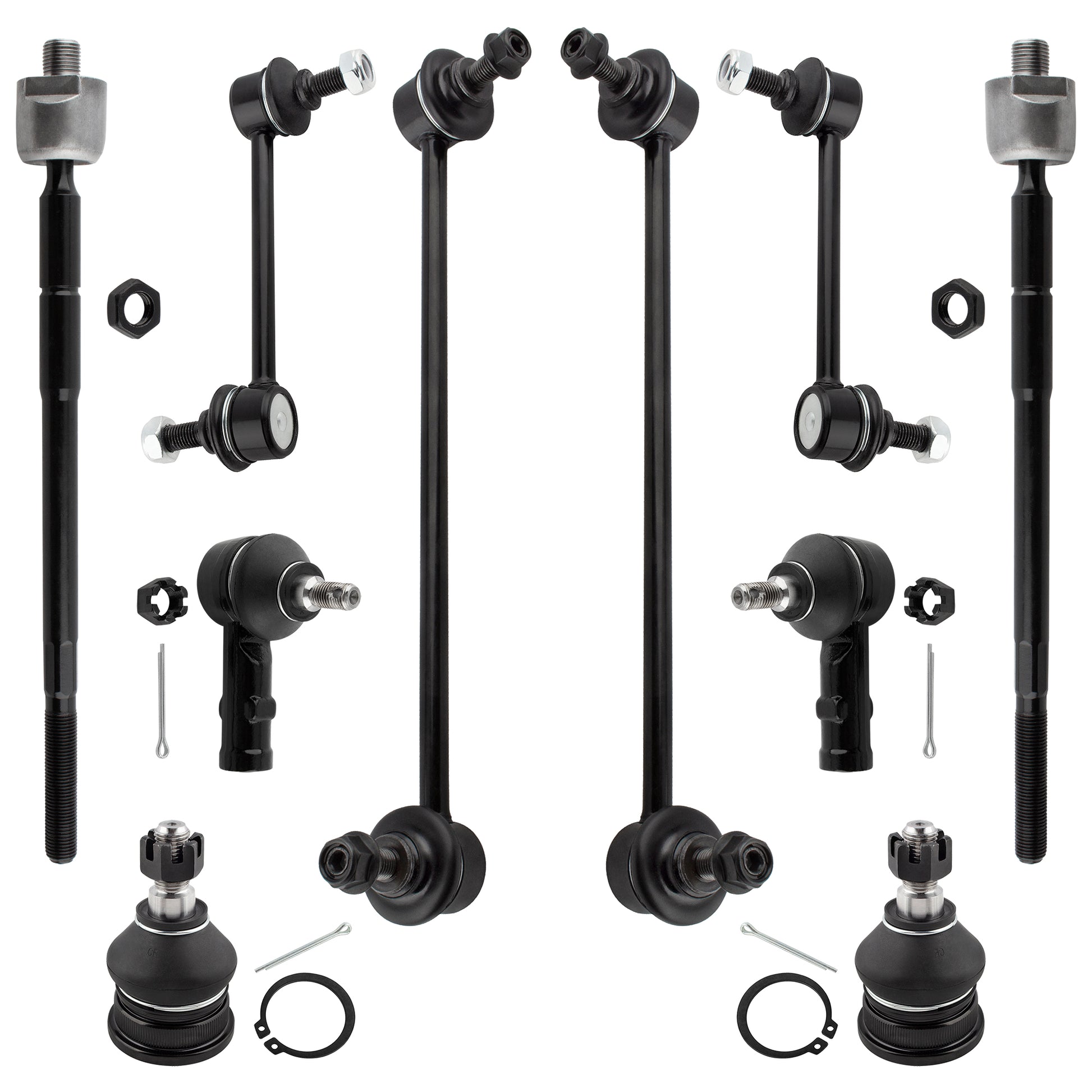 BOXI (Set of 10) Front Rear Sway Bar End Link + Inner Outer Tie Rod Ends + Lower Ball Joints