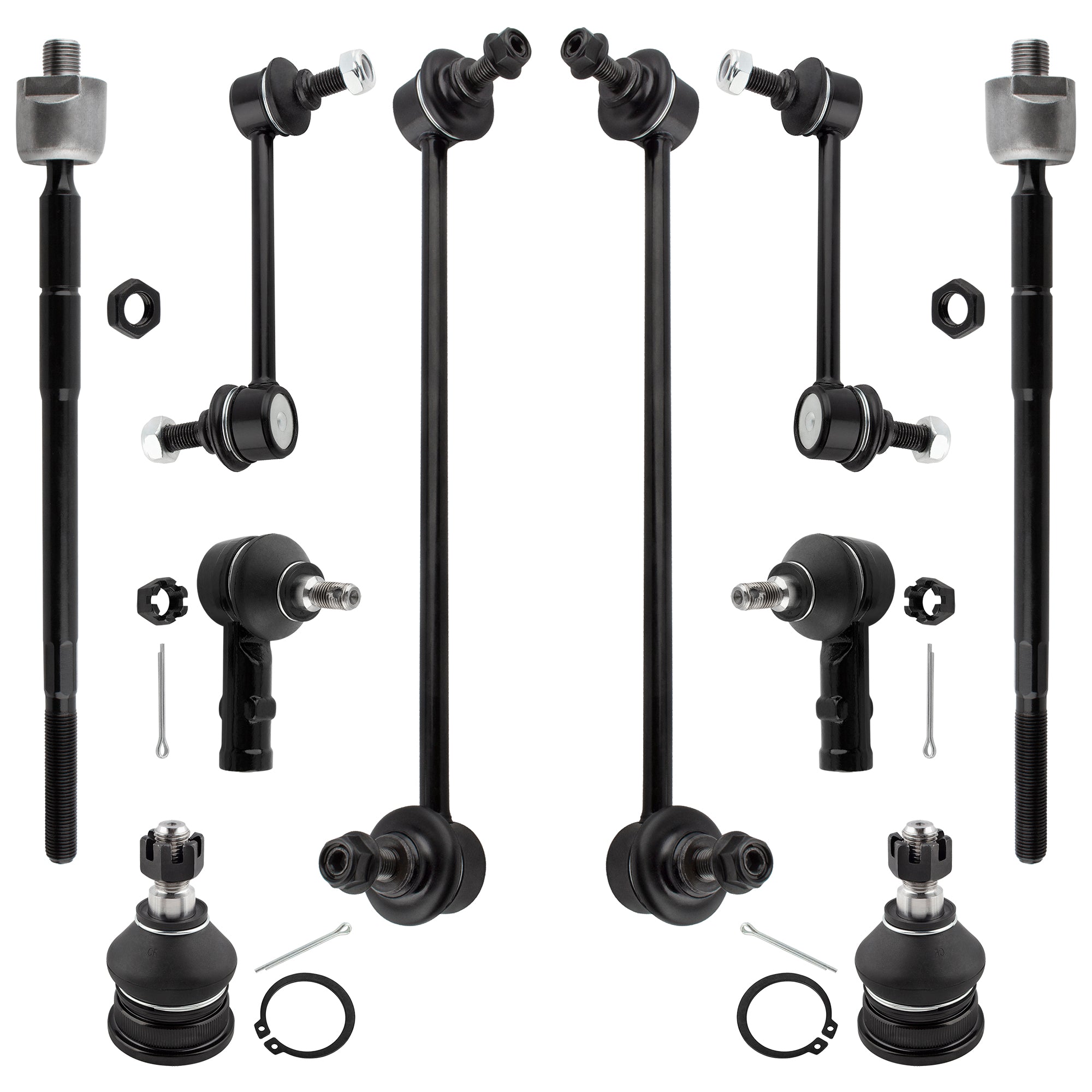 BOXI (Set of 10) Front Rear Sway Bar End Link + Inner Outer Tie Rod Ends + Lower Ball Joints