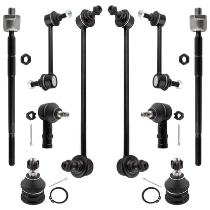 BOXI (Set of 10) Front Rear Sway Bar End Link + Inner Outer Tie Rod Ends + Lower Ball Joints