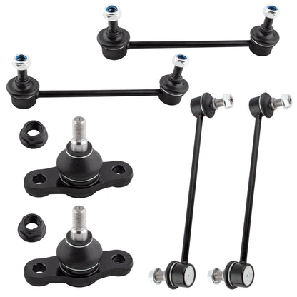 BOXI 6pcs Front & Rear Sway Bars Ball Joints Kit Fit for Hyundai Elantra 2011-2012 2.0L