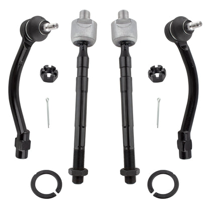 BOXI 4pcs Front Inner and Outer Tie Rod Ends Fit for Hyundai Elantra 2011-2016
