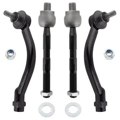 BOXI 4pcs Front Inner and Outer Tie Rod End Links Fit for Hyundai Azera 2006 2007 2008 2009 2010